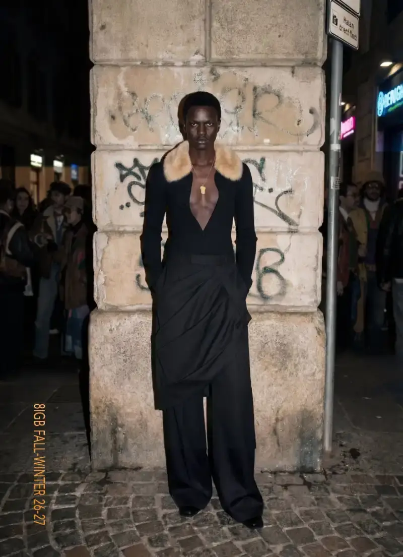 8IGB DROPS FALL COLLECTION MIXING ORDER AND INSTINCT image about 8IGB's Fall 2026 collection 8IGBALL, featuring street-inspired designs by Ruben Bissoli, plus upcycled pieces made from reused materials in France. (image 12 of 17)