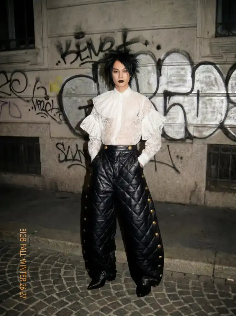 8IGB DROPS FALL COLLECTION MIXING ORDER AND INSTINCT image about 8IGB's Fall 2026 collection 8IGBALL, featuring street-inspired designs by Ruben Bissoli, plus upcycled pieces made from reused materials in France. (image 14 of 17)