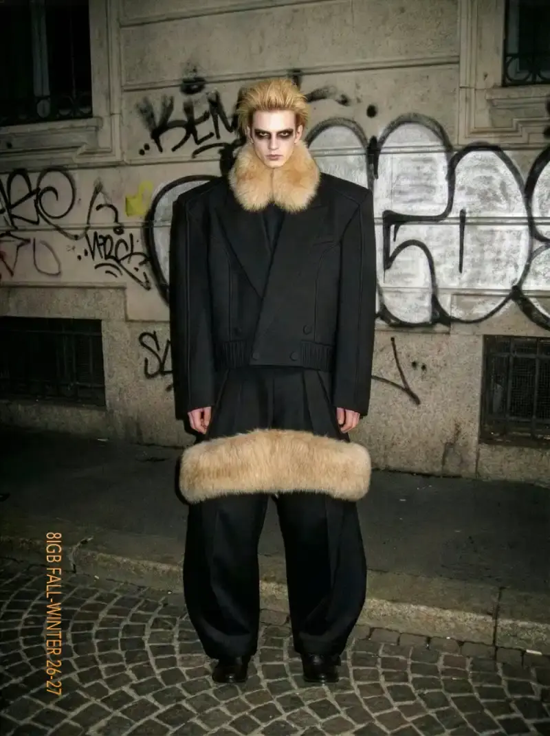 8IGB DROPS FALL COLLECTION MIXING ORDER AND INSTINCT image about 8IGB's Fall 2026 collection 8IGBALL, featuring street-inspired designs by Ruben Bissoli, plus upcycled pieces made from reused materials in France. (image 8 of 17)