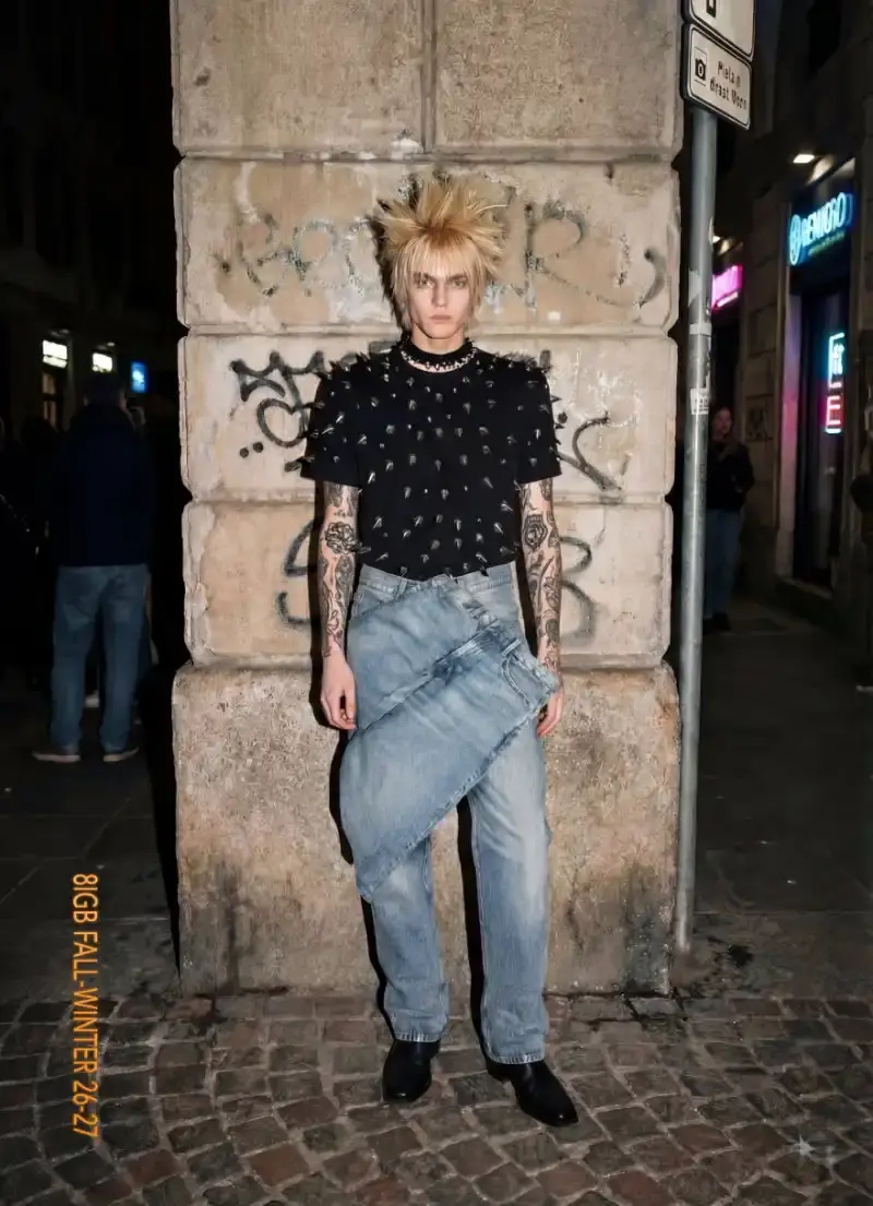8IGB DROPS FALL COLLECTION MIXING ORDER AND INSTINCT image about 8IGB's Fall 2026 collection 8IGBALL, featuring street-inspired designs by Ruben Bissoli, plus upcycled pieces made from reused materials in France. (image 6 of 17)