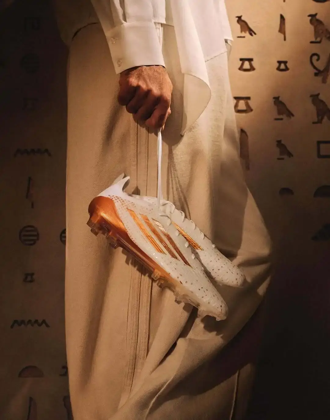 ADIDAS F50 SALAH EGYPT EDITION RELEASED adidas launches Egypt-themed F50 boots for Mohamed Salah with white upper and gold Egyptian-inspired details (image 6 of 6)