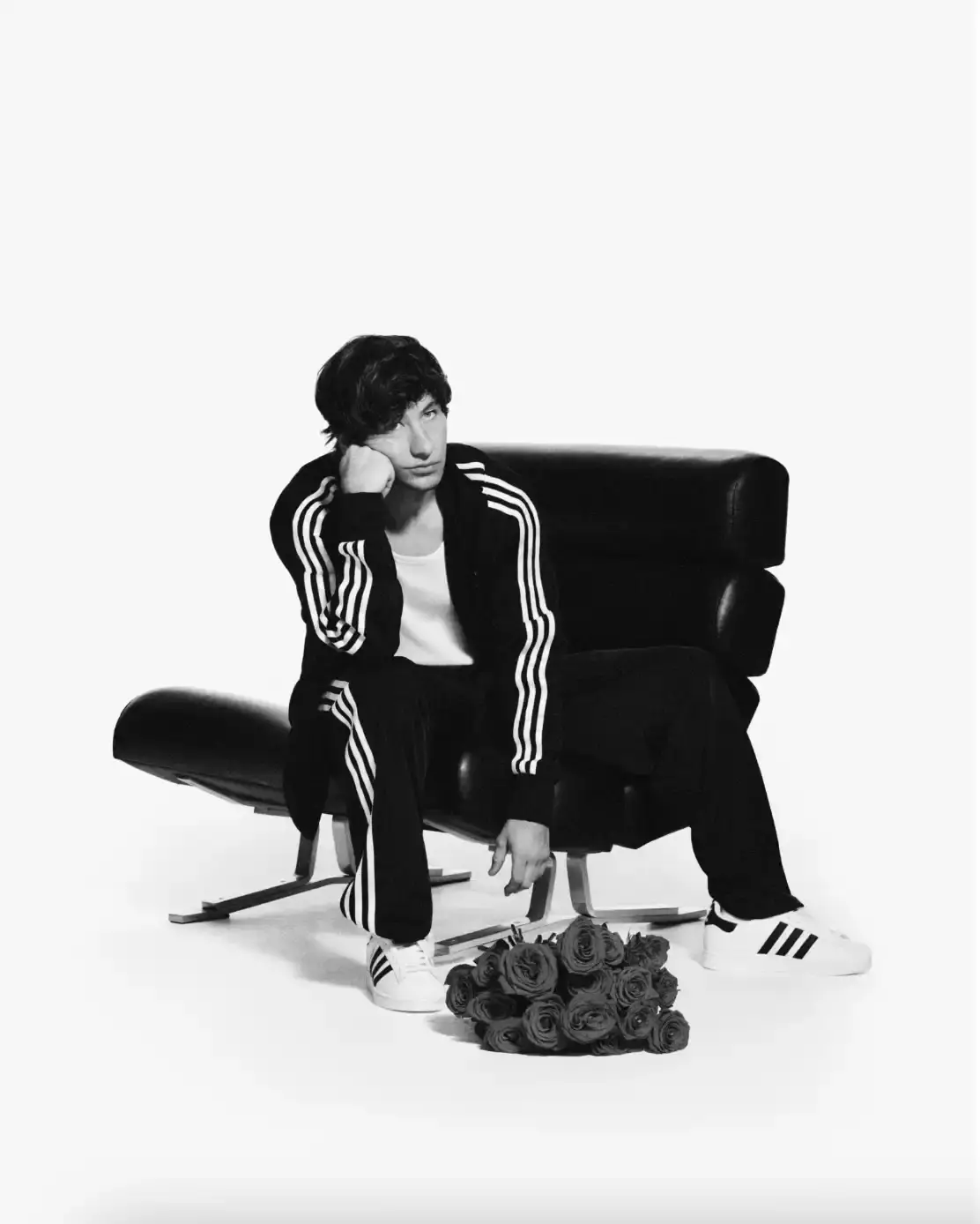 ADIDAS SUPERSTAR CAMPAIGN STARS STORMZY, BELLINGHAM, KEOGHAN image covers Adidas campaign featuring celebrities wearing iconic Superstar sneakers and Firebird tracksuits in black and white photography. (image 17 of 18)