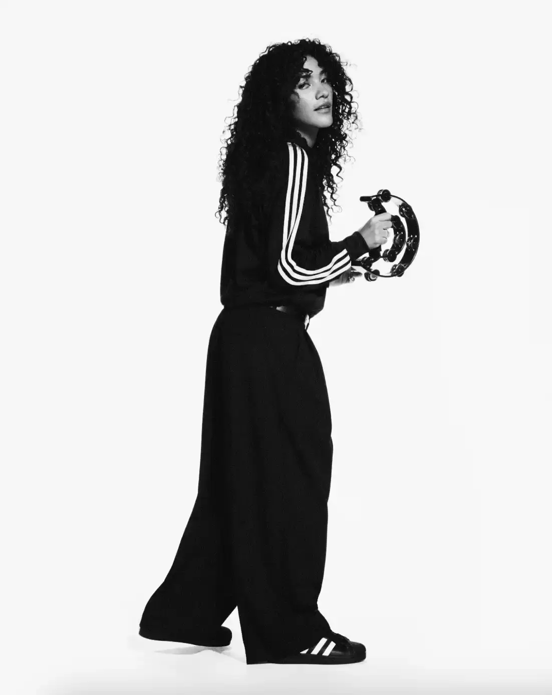 ADIDAS SUPERSTAR CAMPAIGN STARS STORMZY, BELLINGHAM, KEOGHAN image covers Adidas campaign featuring celebrities wearing iconic Superstar sneakers and Firebird tracksuits in black and white photography. (image 6 of 18)