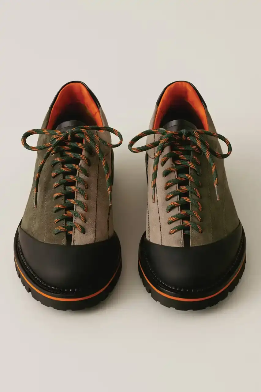 AIMÉ LEON DORE DEBUTS DERBY HIKER BOOT Aimé Leon Dore New hybrid boot combining dress shoe and hiking boot design elements, featuring premium materials and Italian construction. (image 4 of 5)