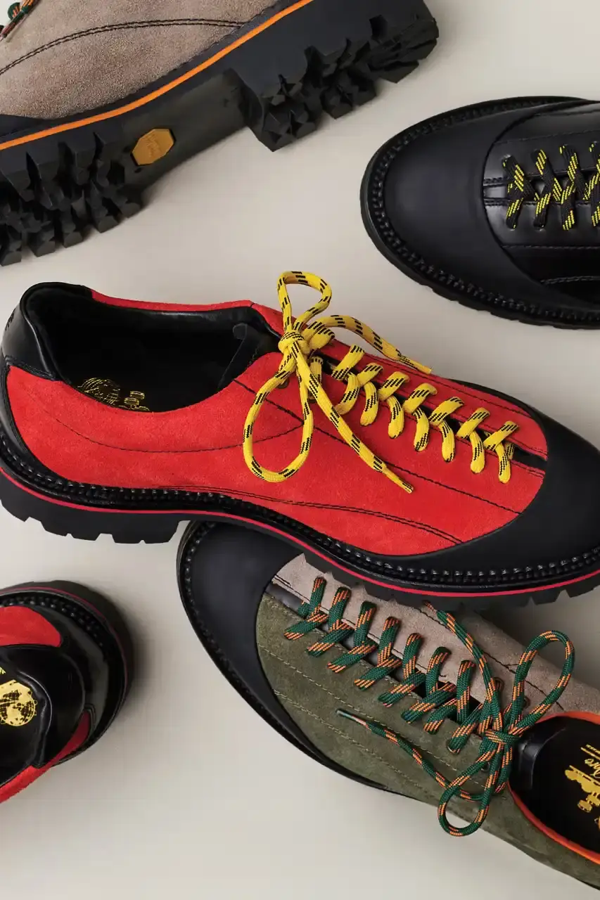 AIMÉ LEON DORE DEBUTS DERBY HIKER BOOT Aimé Leon Dore New hybrid boot combining dress shoe and hiking boot design elements, featuring premium materials and Italian construction.