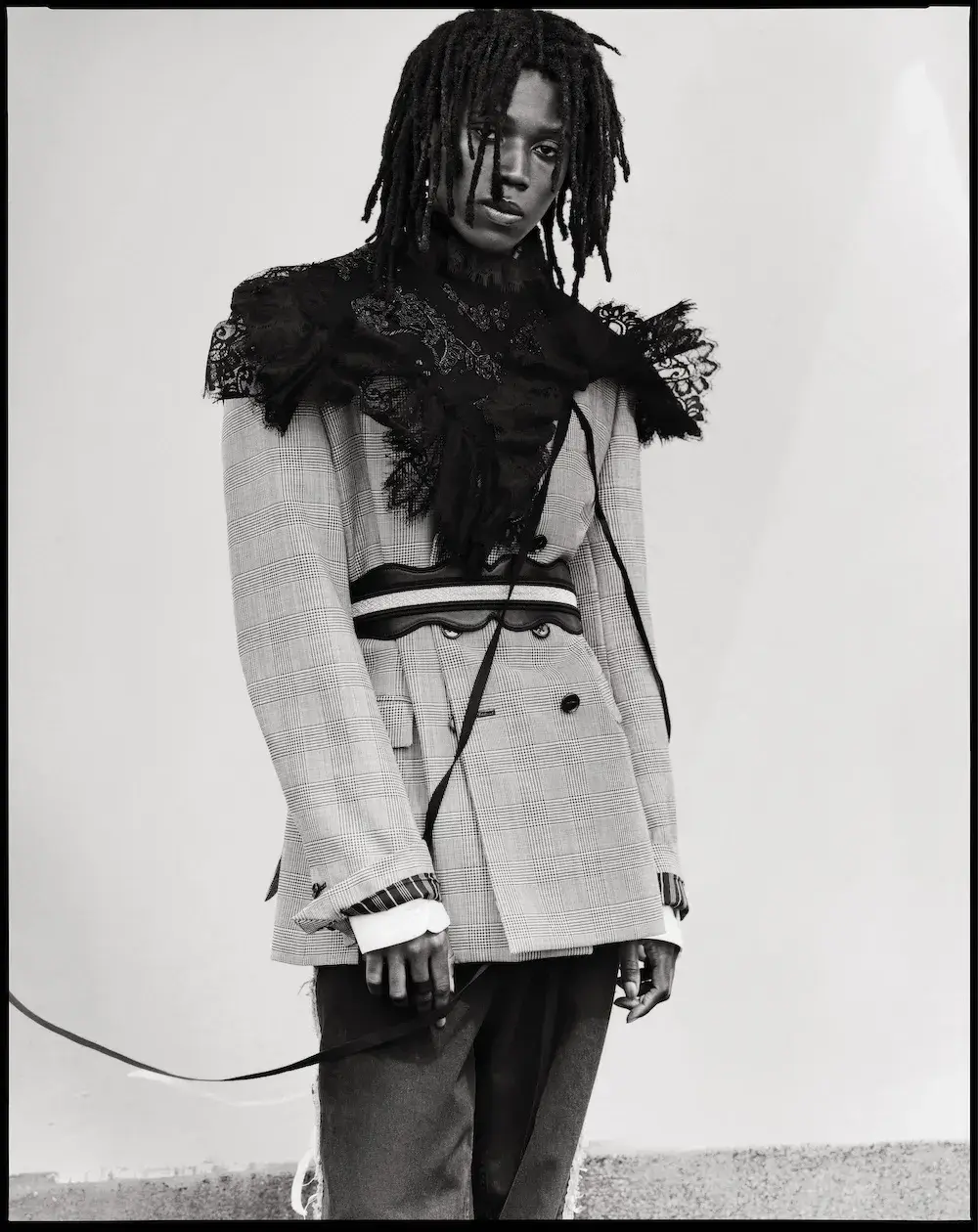 ANN DEMEULEMEESTER FALL WINTER 2026 CAMPAIGN Black and white photographs displaying two models wearing the Ann Demeulemeester Fall Winter 2026 collection on the Margate coast. (image 6 of 6)