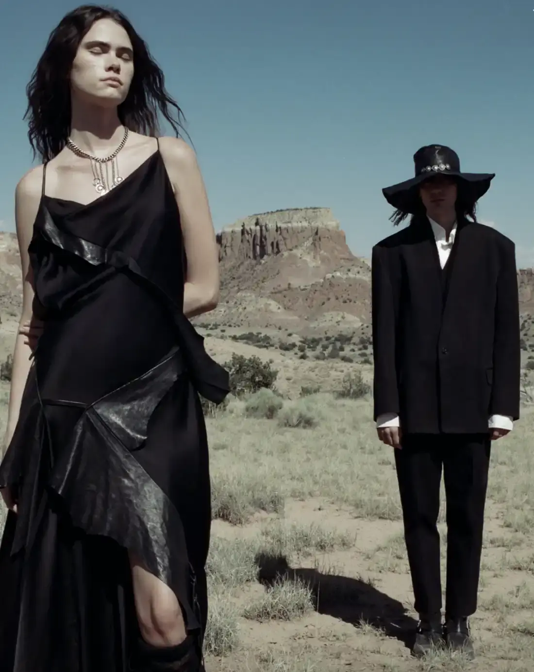ANN DEMEULEMEESTER FW25 AT GHOST RANCH image of Fashion campaign article about Ann Demeulemeester's Fall/Winter 2025 collection photographed at Ghost Ranch in New Mexico, the former home of artist Georgia O'Keeffe. (image 7 of 8)