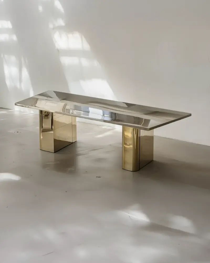 ARIELLE ASSOULINE-LICHTEN ON GLAM MINIMALISM AND DESIGN an image detailing an interview with designer Arielle of Slash Objects about her background, material choices, and new furniture collections. (image 6 of 13)