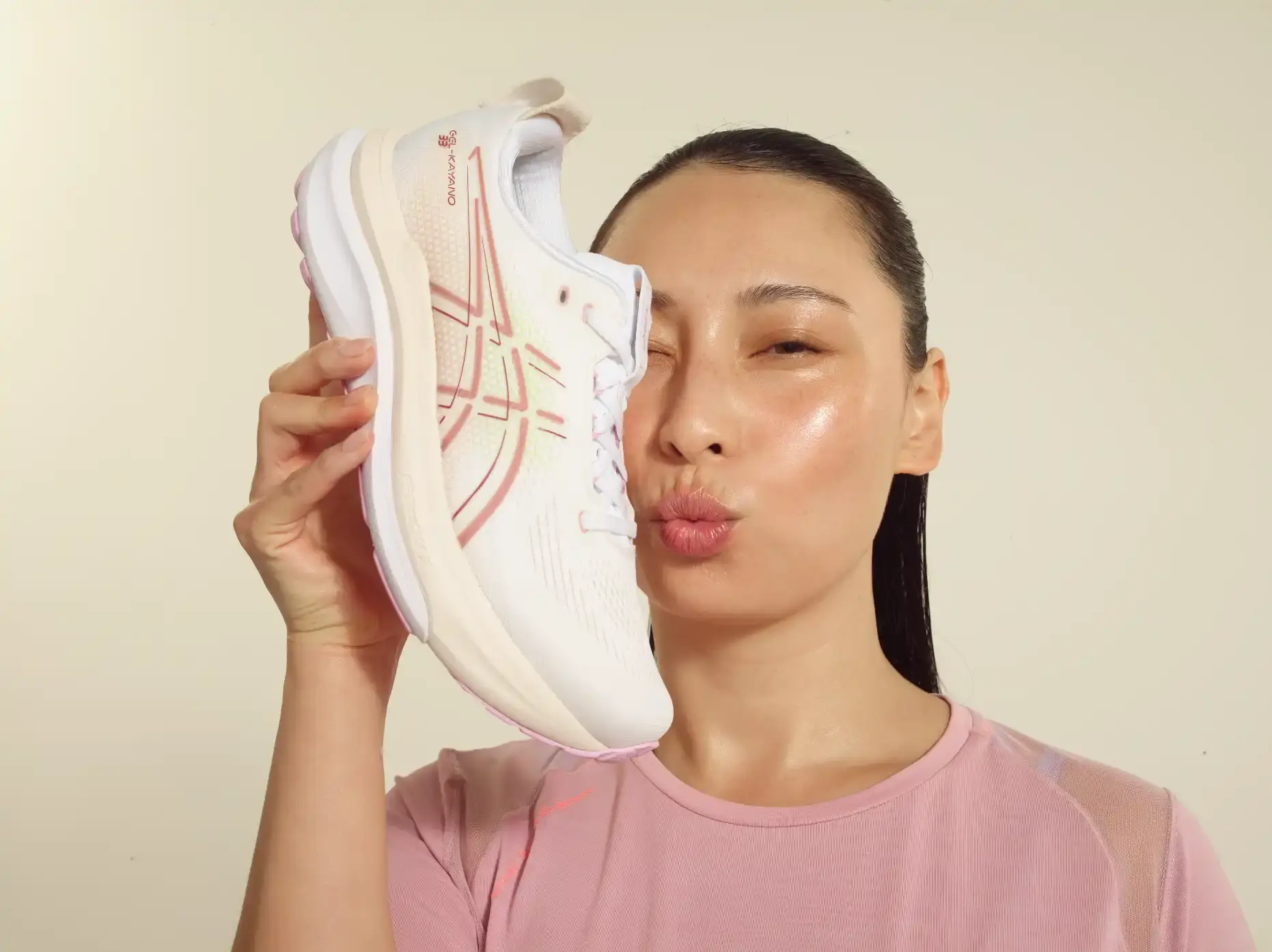 ASICS REDEFINES BEAUTY WITH POST-WORKOUT GLOW image detailing a new ASICS campaign promoting exercise over skincare products to achieve glowing skin.