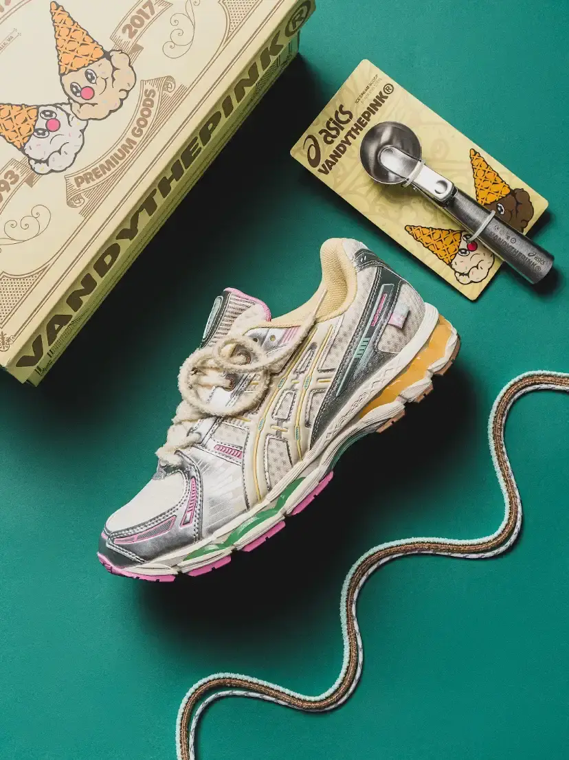 ASICS AND VANDYTHEPINK RELEASE GEL-KAYANO 12.1 image detailing the release of the ASICS and VANDYTHEPINK GEL-KAYANO 12.1 sneakers, outlining the design inspiration and release dates. (image 7 of 13)