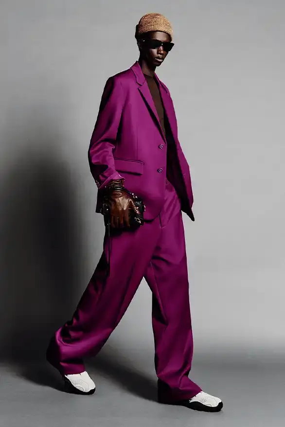 BALENCIAGA PARTNERS WITH NBA FOR FALL 2026 Balenciaga Fall 2026 collection features NBA collaboration with athletic wear, formal tailoring, and Manolo Blahnik footwear partnership under creative director Pierpaolo Piccioli. (image 30 of 52)