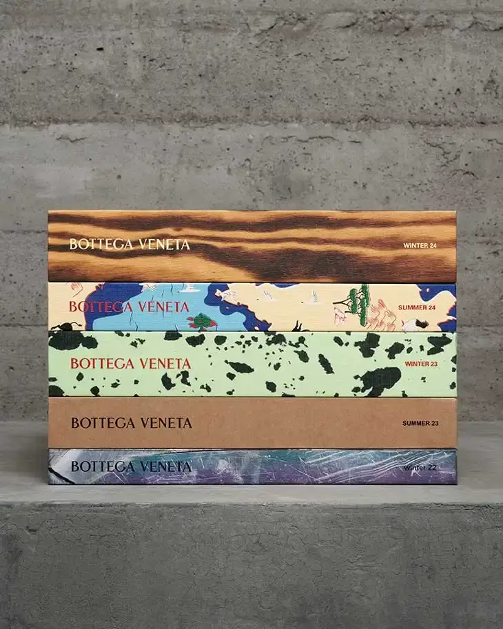 Bottega Veneta releases fifth edition of luxury fanzine, featuring Winter 24 collection. Multi-volume publication includes Alec Soth photography, Le Corbusier tribute, artist collaborations, and exclusive merchandise. Available free in stores worldwide, showcasing brand's creative process and artistic partnerships (image 3 of 5)