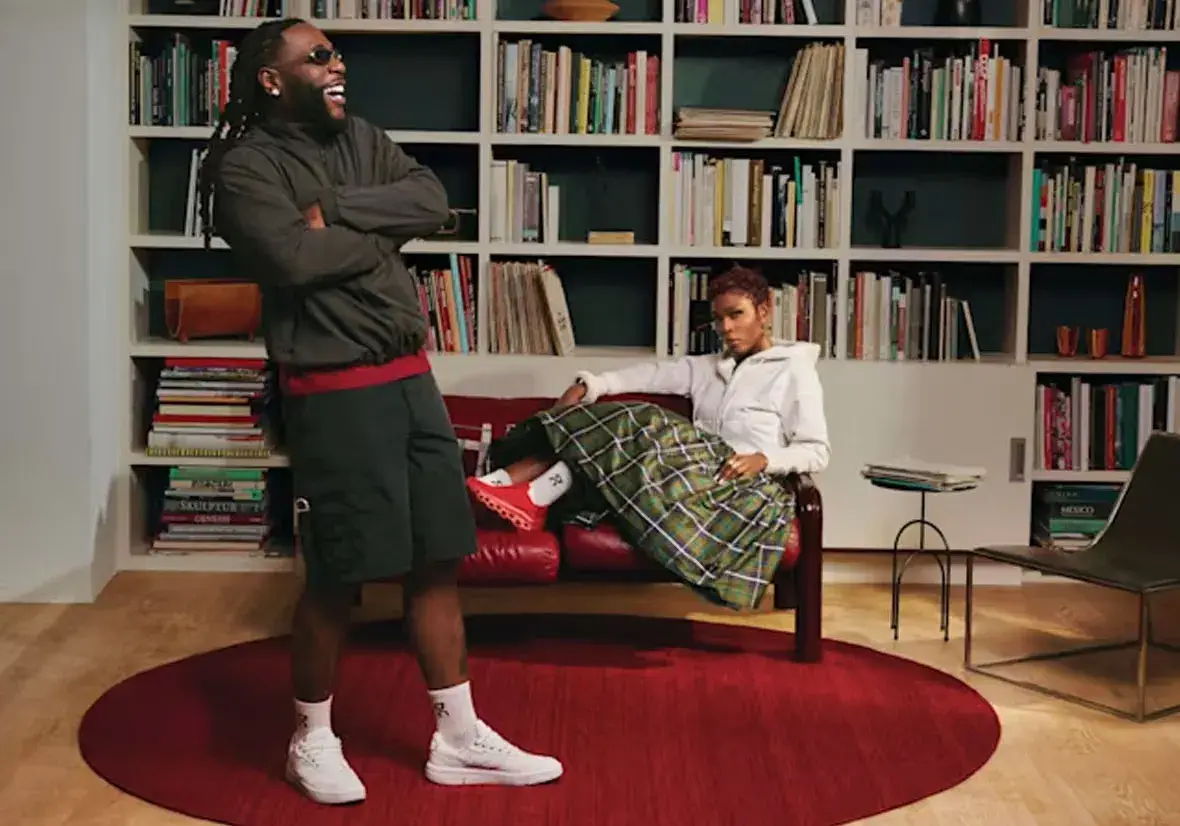 BURNA BOY AND ON RELEASE FIRST SNEAKER COLLECTION image about the first footwear collection from On and Burna Boy. It covers the all-red Cloudmonster BB, the white THE ROGER Clubhouse BB, prices in dollars and euros, the campaign and where to buy. (image 3 of 15)