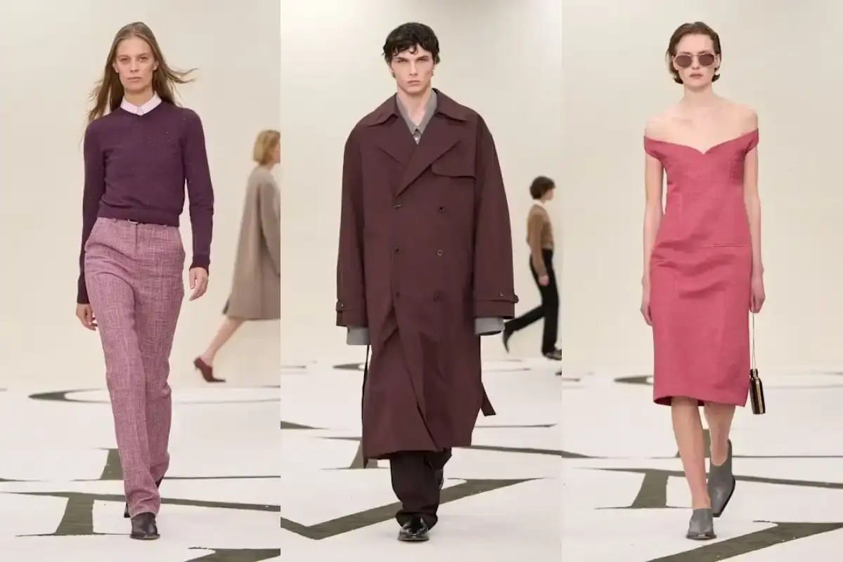 Models walk the runway at Calvin Klein Collection's Fall/Winter 2025 show during New York Fashion Week, wearing tailored outerwear and oversized silhouettes designed by Veronica Leoni, marking the brand's return to luxury fashion after six years.