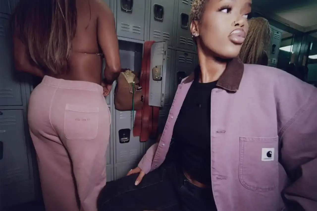 CARHARTT WIP FW25 CAMPAIGN SHOWS SUBURBAN LIFE image of Carhartt WIP Fall Winter 2025 campaign showing teenagers and dancer in Atlanta suburban neighborhood wearing OG Chore Coat and fleeces (image 2 of 8)