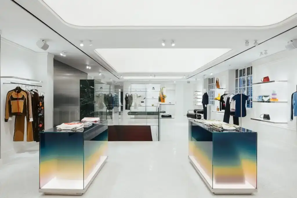 CASABLANCA OPENS FIRST PARIS FLAGSHIP STORE image of Fashion brand Casablanca has opened its first flagship store in Paris on the prestigious Rue du Faubourg Saint-Honoré. The three-floor boutique features Haussmannian architecture with design elements inspired by tennis courts, ancient Greece, and futurism. For founder Charaf Tajer, who grew up in Paris's Belleville district, the opening represents a meaningful homecoming and milestone for the luxury streetwear brand. (image 2 of 4)