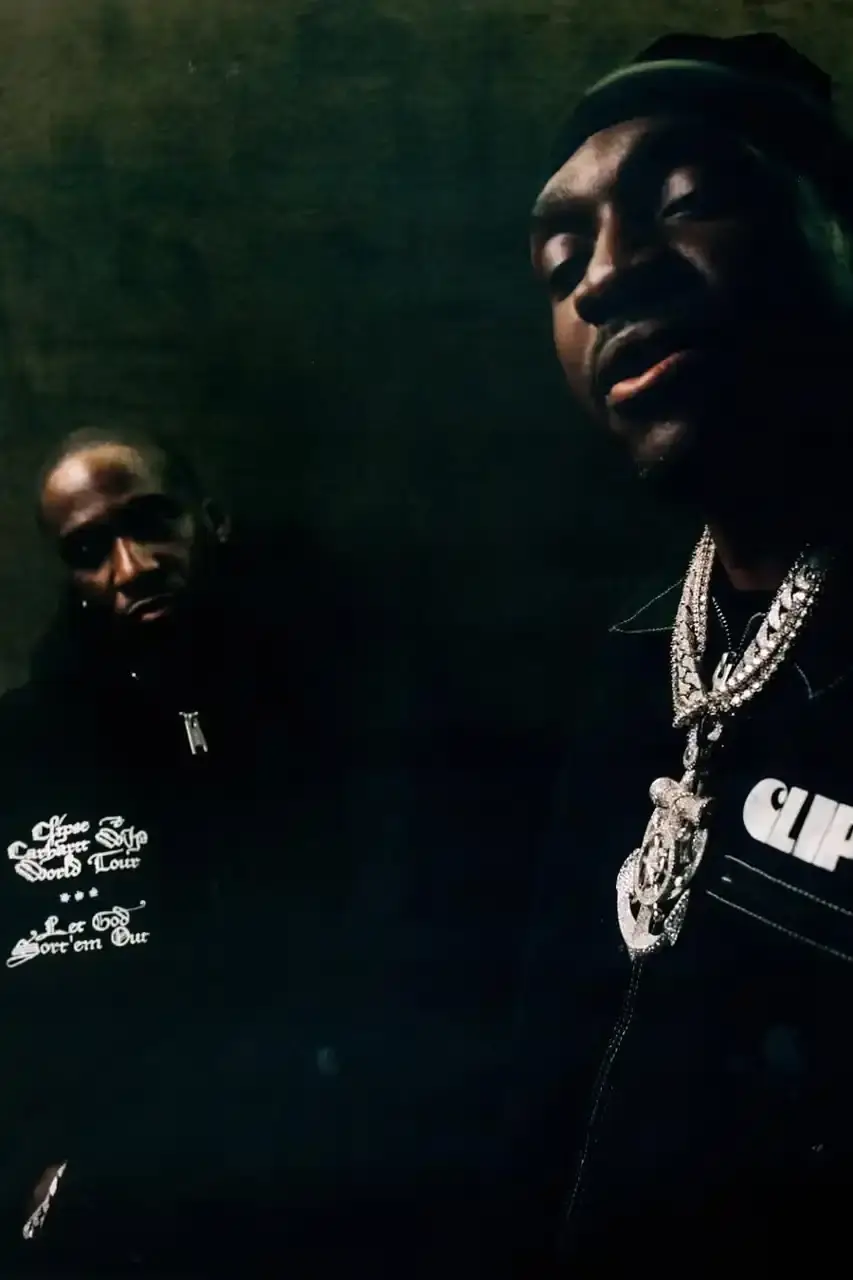 CLIPSE RETURNS WITH CARHARTT WIP CAPSULE COLLECTION image about hip-hop duo Clipse's return to music after 16-year hiatus, featuring details about their collaboration with Carhartt WIP for a clothing collection that launches alongside their new album "Let God Sort Em Out."