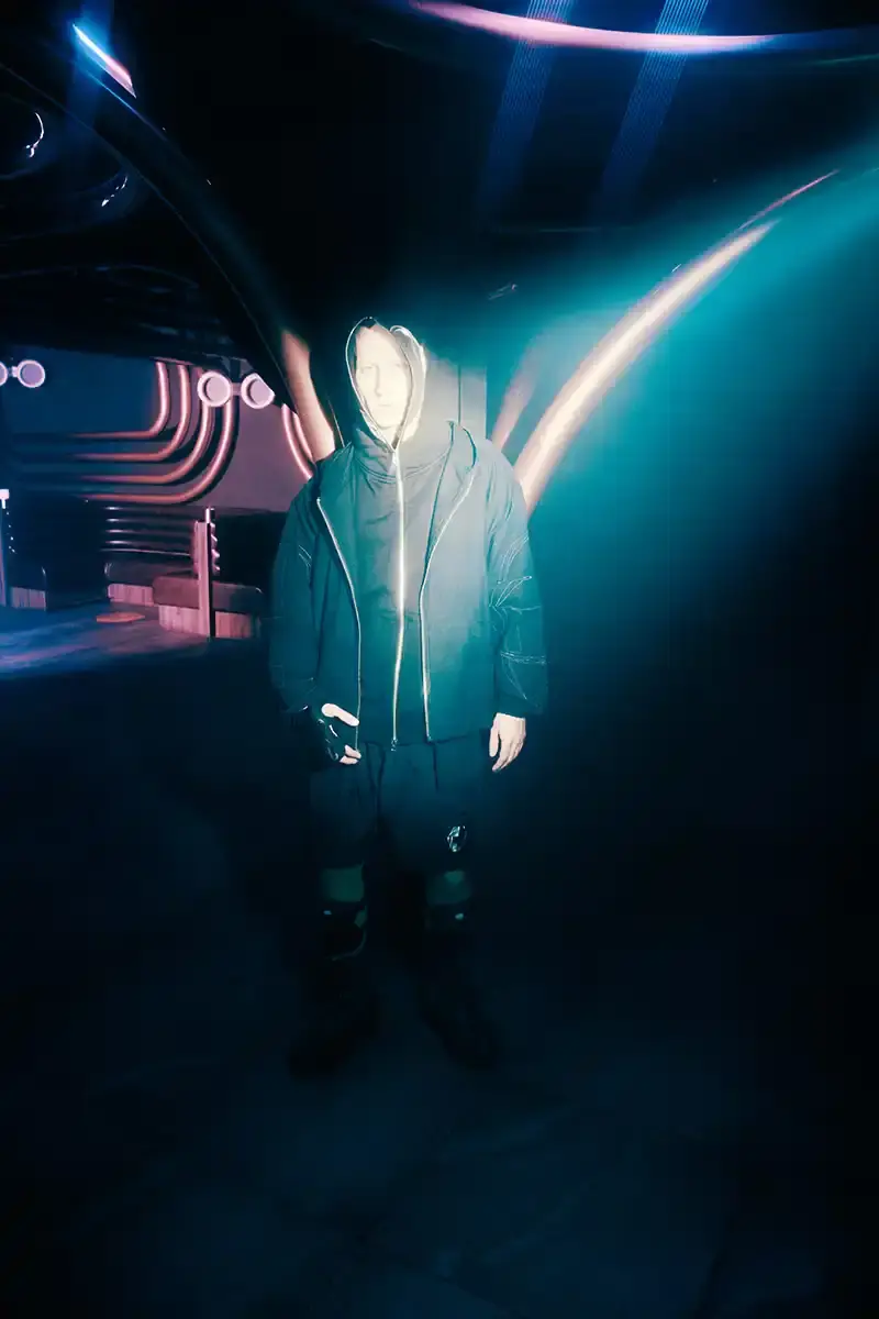 DAFT PUNK TEAMS UP WITH PLEASURES FOR NEW CAPSULE image about fashion collaboration between electronic music duo Daft Punk and streetwear brand PLEASURES. Features clothing and accessories incorporating the musicians' robot helmet imagery, album artwork, and references to their music videos and films. Collection includes hoodies, jackets, jeans, and accessories available July 16, 2025. (image 26 of 28)