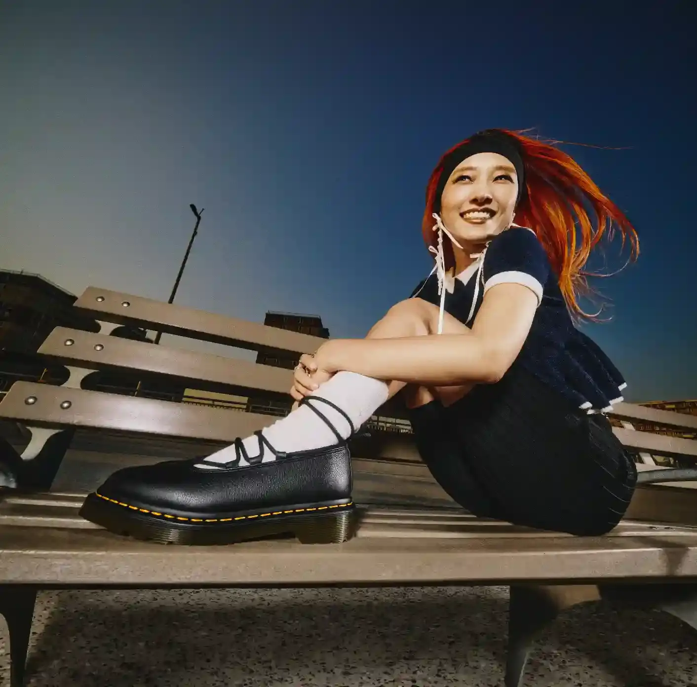 Dr. Martens Dr. Martens Buzz shoe with 5-eyelet design and platform sole, shown in leopard-print Hair On leather with black laces and distinctive chunky base.