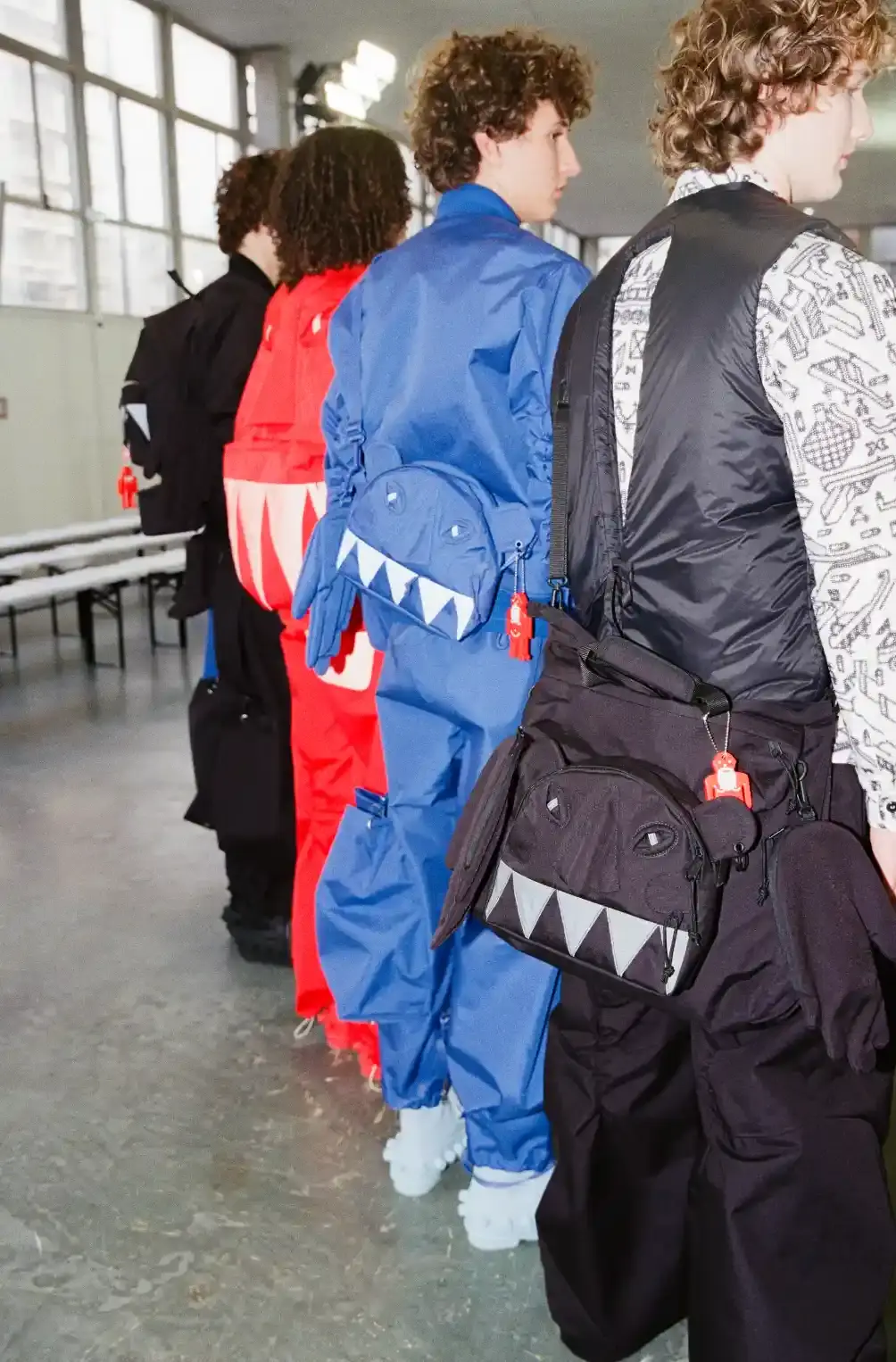 EASTPAK AND WALTER VAN BEIRENDONCK FALL 2026 COLLECTION image of the Fall 2026 bag collection from Eastpak and Walter Van Beirendonck including the Faux Leather, Pak'r, Carry Bag, and Mini Bag.