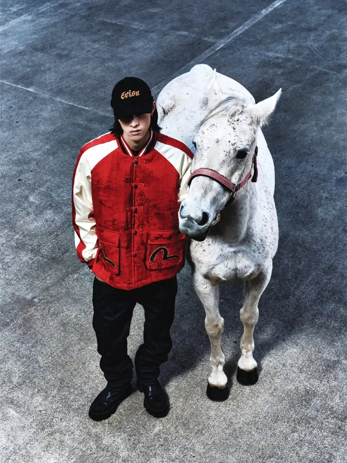 YEAR OF THE HORSE INSPIRES EVISU DENIM EVISU's 2026 Lunar New Year collection features detailed embroidery and traditional Japanese craftsmanship on denim pieces celebrating the Year of the Horse. (image 5 of 5)