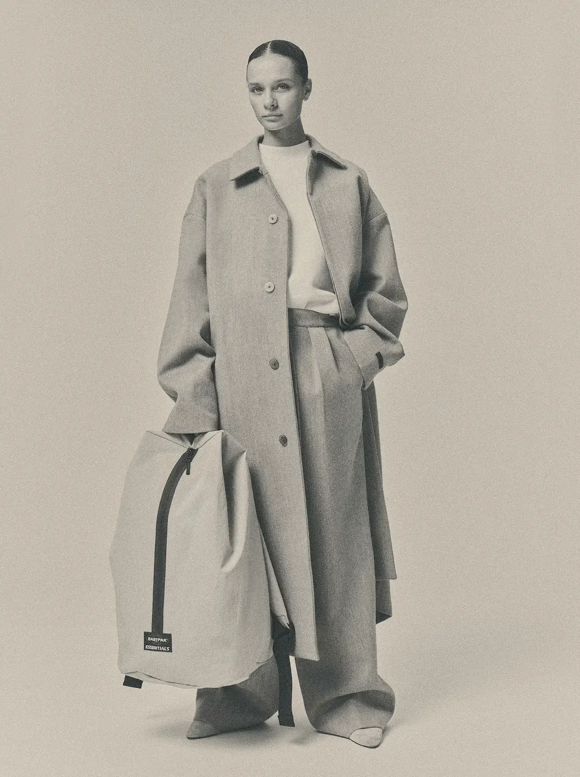 FEAR OF GOD ESSENTIALS AND EASTPAK BAG RELEASE image detailing design specifications, color choices, and global stockists for the Fear of God Essentials and Eastpak collection. (image 2 of 8)