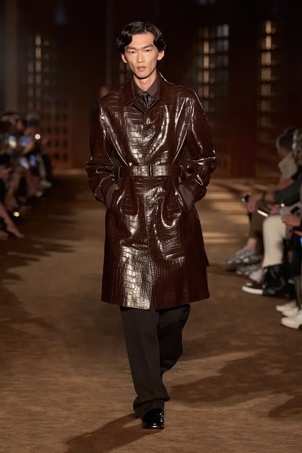 FERRAGAMO SPRING SUMMER 2027 COLLECTION image of the Ferragamo Spring Summer 2027 collection detailing the 1940s inspired clothing and footwear. (image 46 of 61)