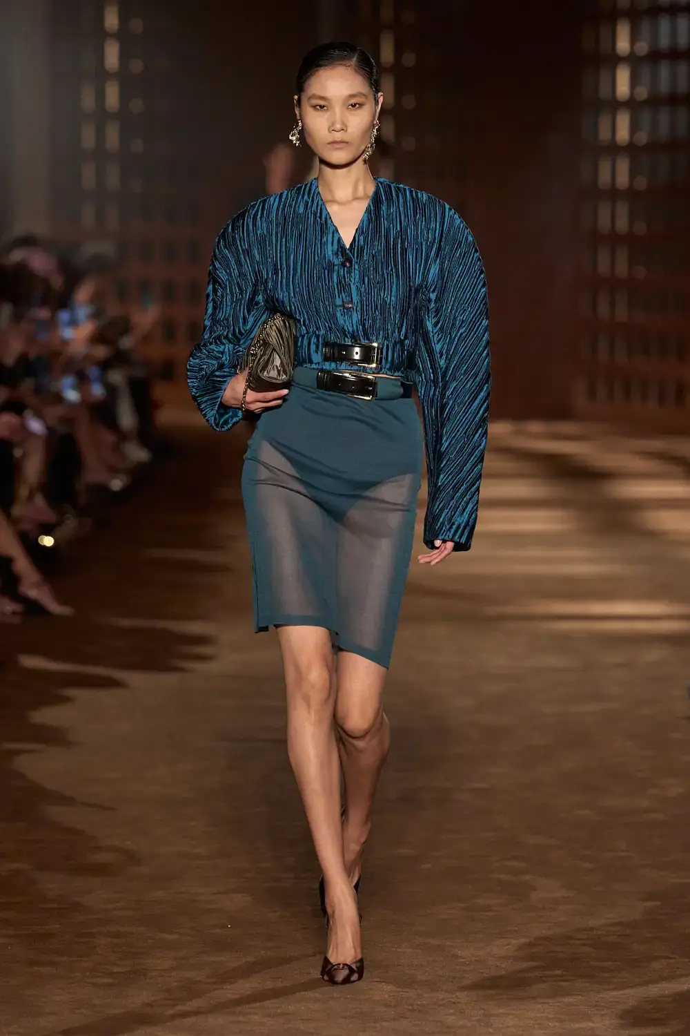 FERRAGAMO SPRING SUMMER 2027 COLLECTION image of the Ferragamo Spring Summer 2027 collection detailing the 1940s inspired clothing and footwear. (image 54 of 61)