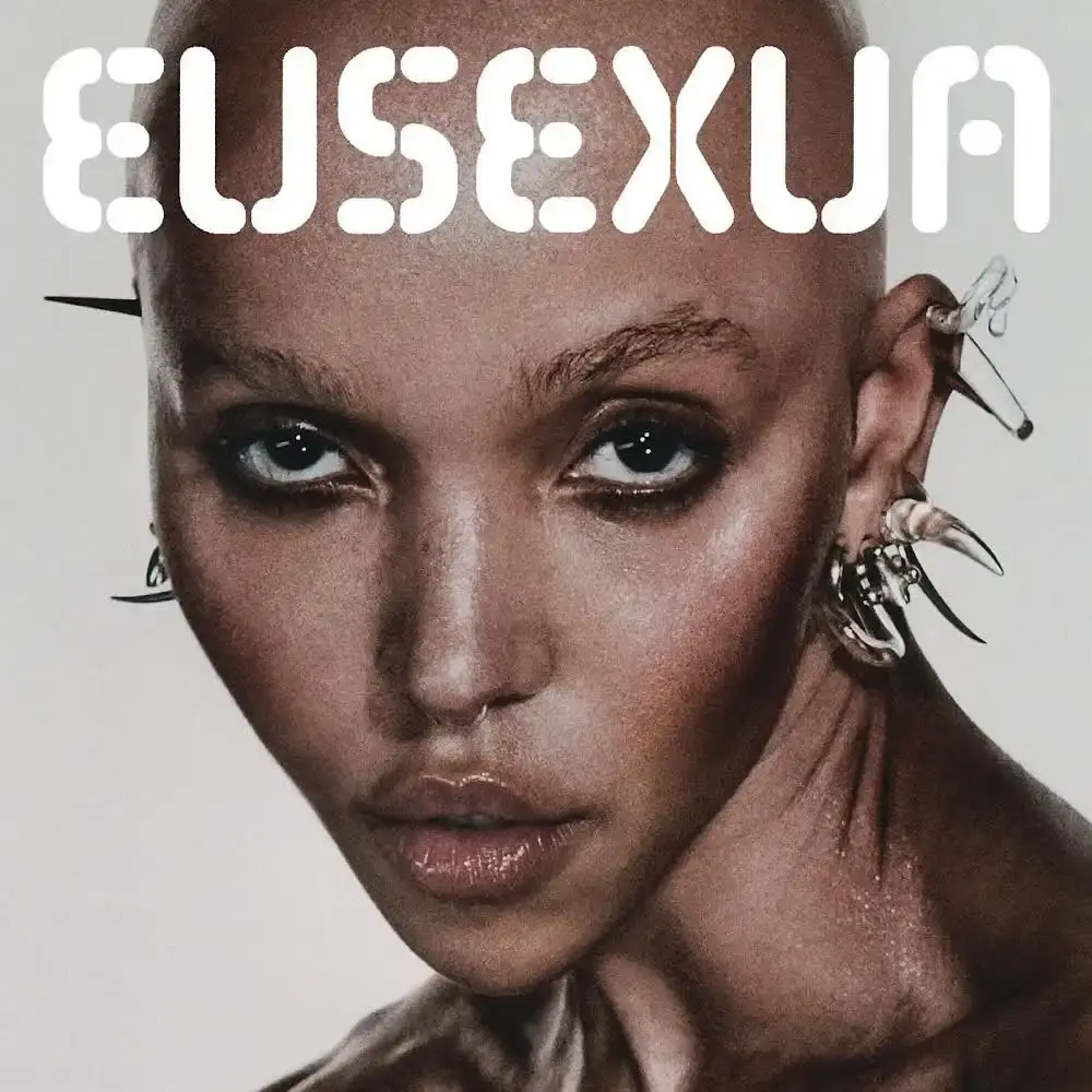 Album cover of FKA twigs' EUSEXUA, featuring a textured, abstract visual representing the intersection of music, movement, and intimate human experience.