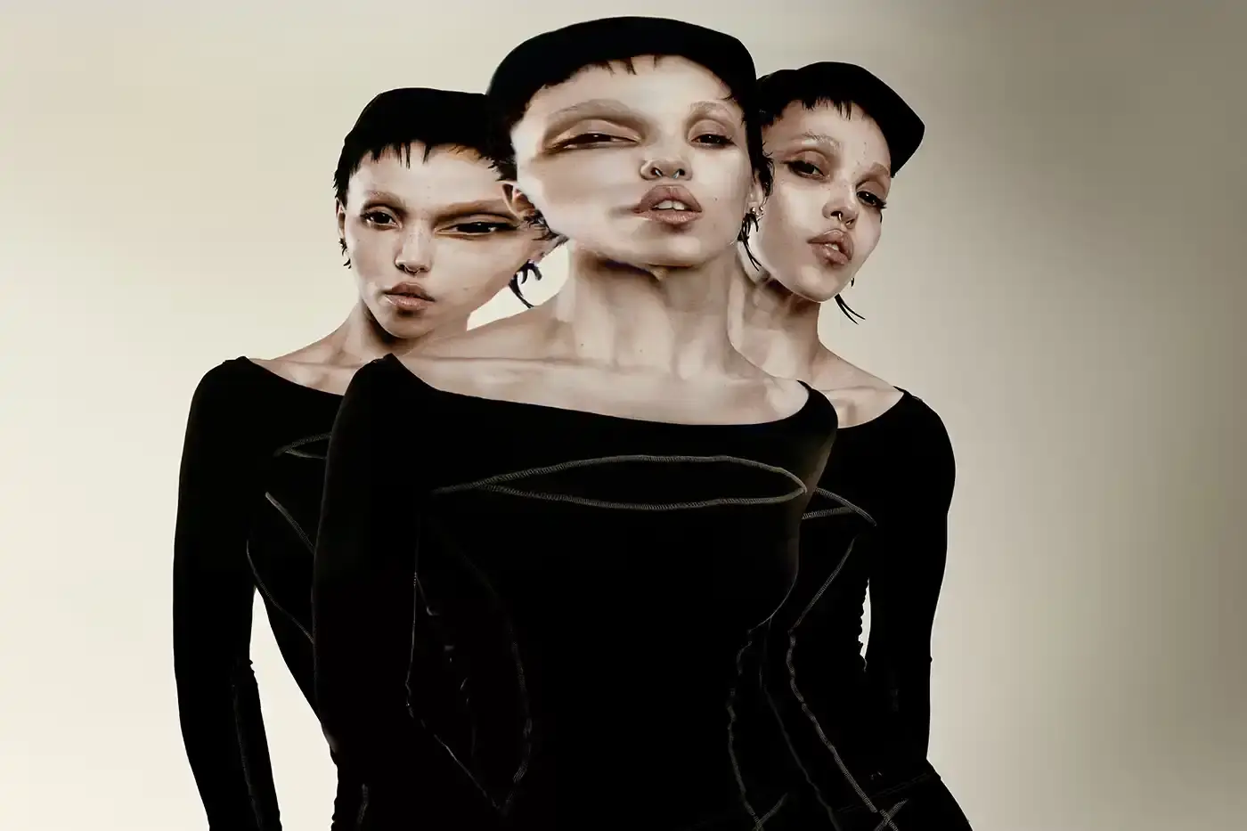 FKA TWIGS AND ON LAUNCH ATHLETIC COLLECTION image announces the launch of a new athletic wear collaboration between musician FKA twigs and sportswear brand On. The collection includes a dance-inspired sneaker called Cloud x FKA and various athletic apparel pieces in neutral colors. The article explains the design philosophy behind the collaboration, focusing on versatility for people with active, varied lifestyles. It includes quotes from FKA twigs about creating clothing that adapts to different daily activities, from training to meetings to studio work. The collection will be available for purchase starting June 26 through On's website. (image 3 of 6)