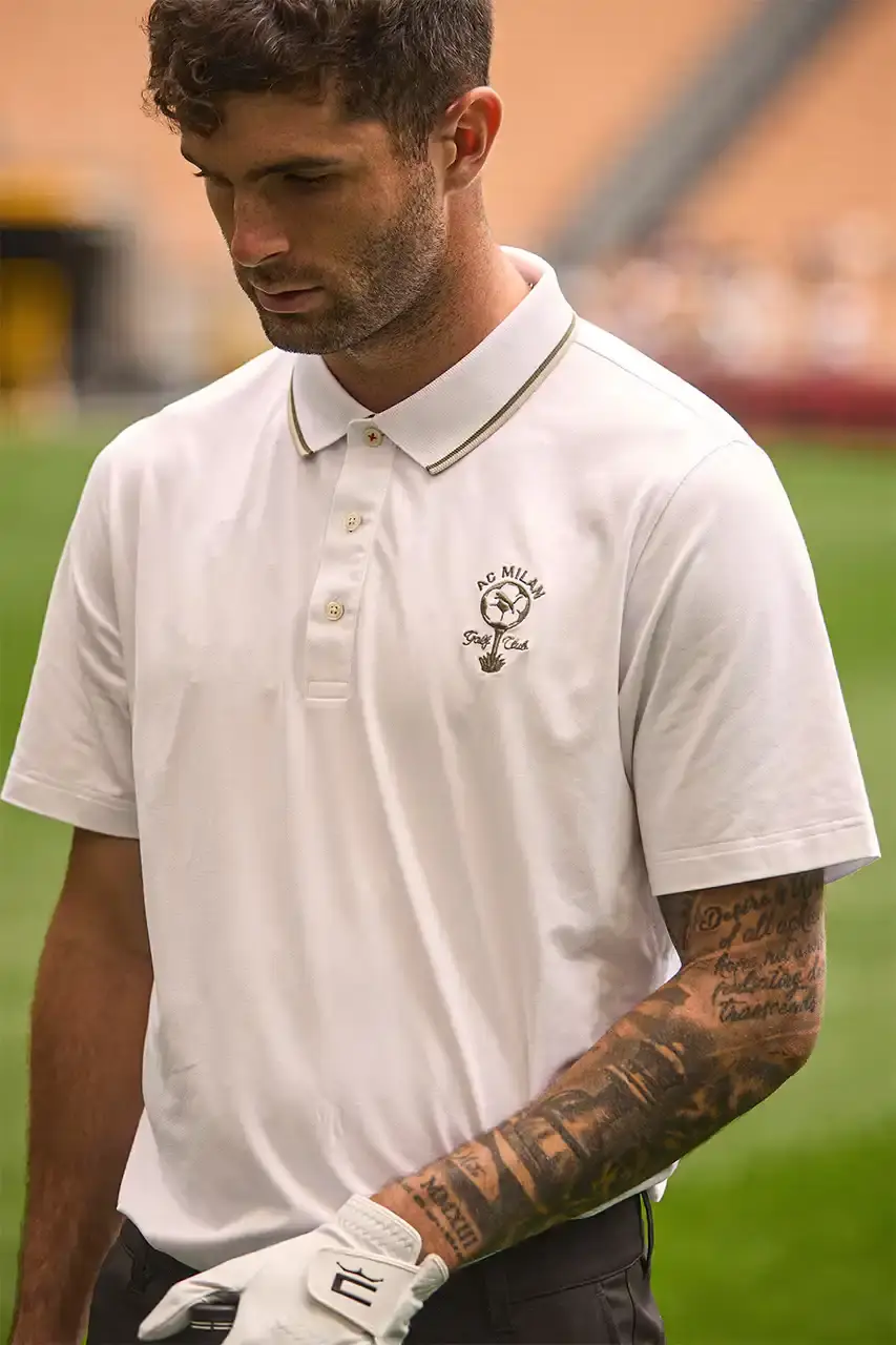 FOOTBALL CLUBS TURN TO GOLF APPAREL MARKET image examines how professional football clubs are expanding into golf apparel through partnerships with major sporting brands. It discusses specific examples from AC Milan's collaboration with PUMA Golf and Aston Villa's previous collection with adidas, analyzing the business strategy behind these moves and their significance for modern sports marketing. (image 6 of 6)