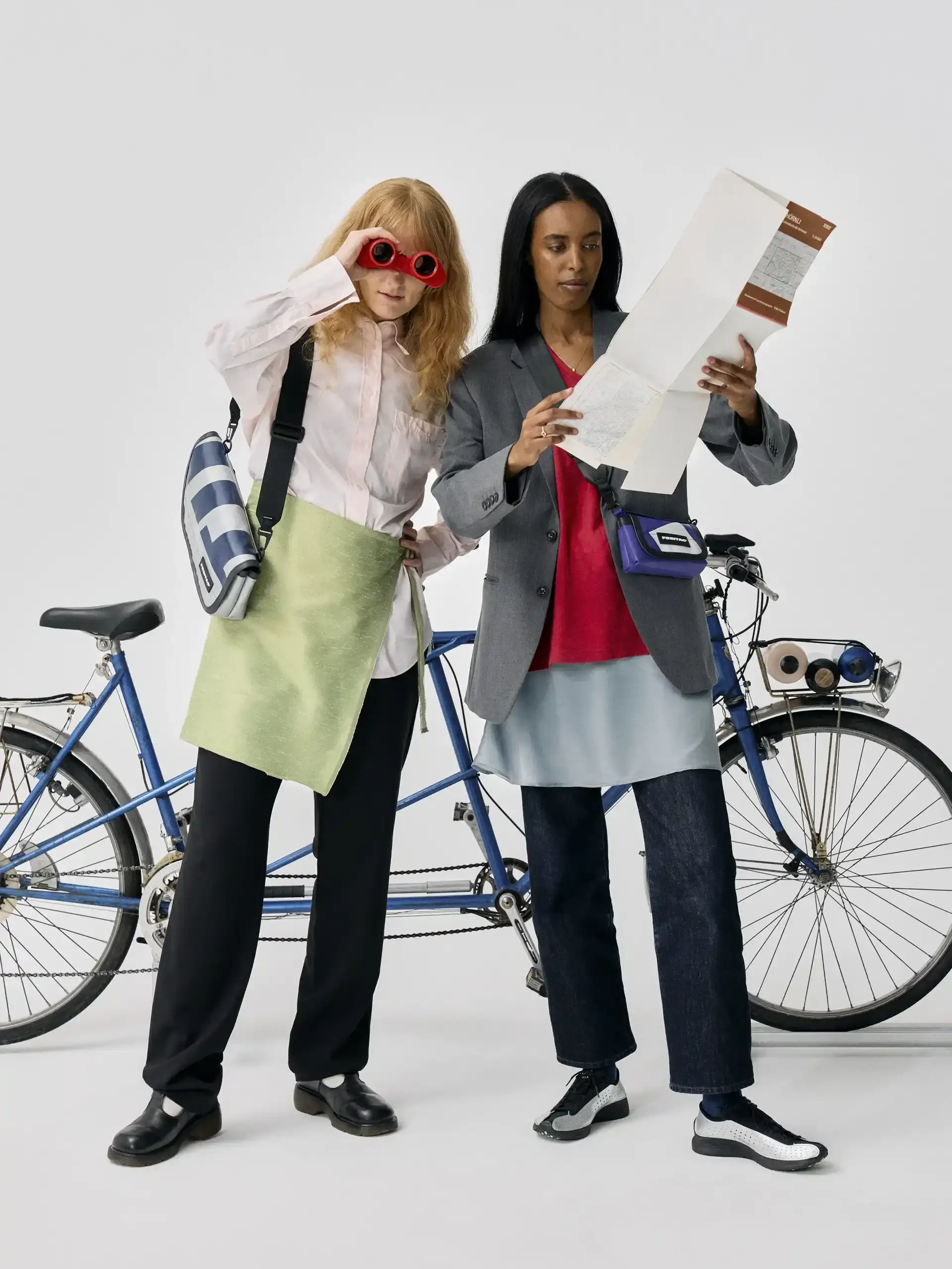 FREITAG RELEASES THREE NEW BICYCLE BAGS An image detailing three new Freitag bags designed for bicycles featuring recycled truck tarpaulins and reflective elements. (image 6 of 7)