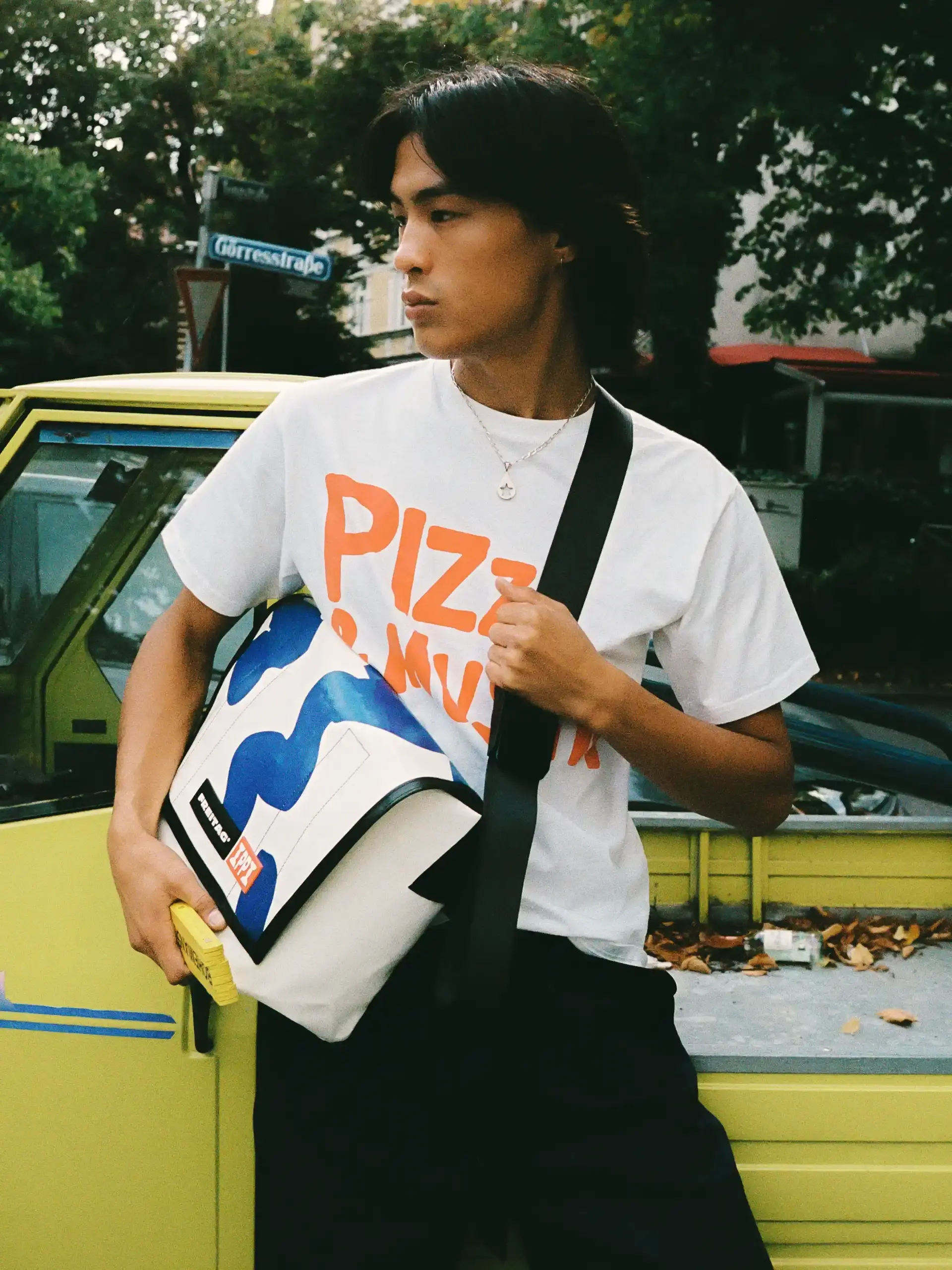 FREITAG AND PUBLIC POSSESSION RELEASE UPCYCLED BAGS image of the bag collaboration between Freitag and Public Possession, detailing production materials, styles, and the October 2026 release. (image 3 of 6)