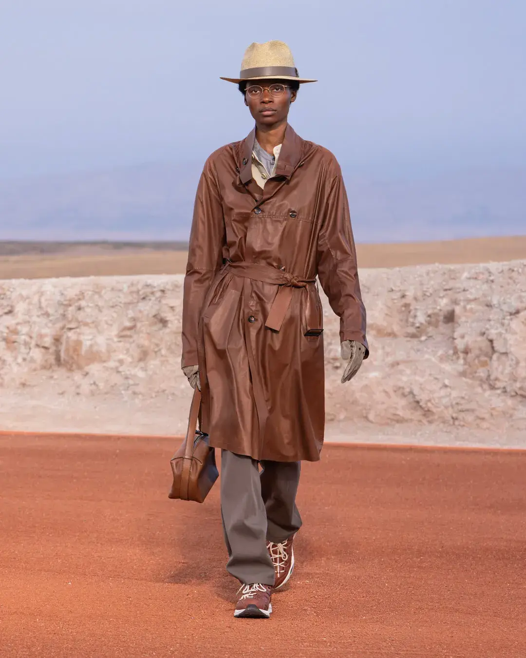 GIORGIO ARMANI AND KITH PRESENT DREAMS OF THE DUNE IN MARRAKECH image about the Giorgio Armani and Kith menswear collection Dreams of the Dune, shown in the Agafay Desert near Marrakech, with details on the clothing, the ASICS, Diemme and ‘47 collaborations, and the 16 October launch. (image 7 of 18)