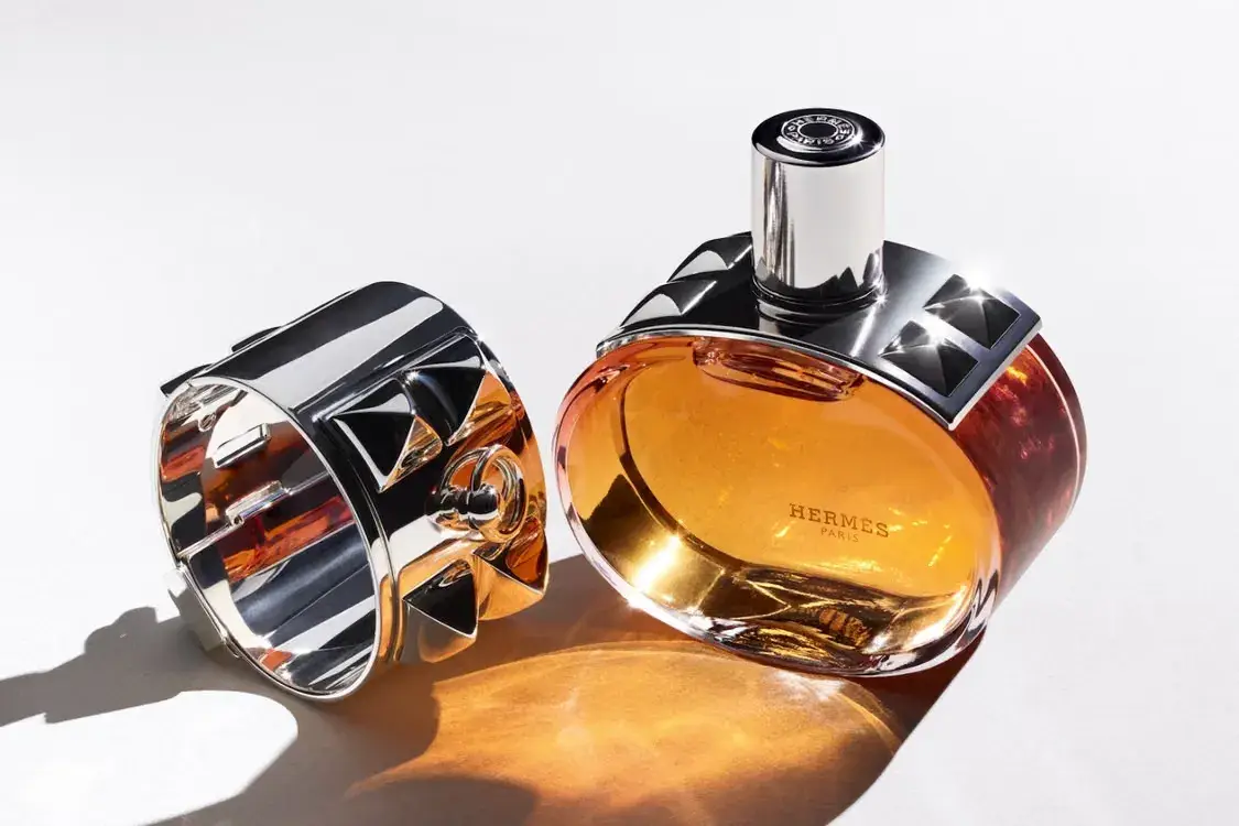 HERMÈS LAUNCHES BARÉNIA PLEINE FLEUR EAU DE PARFUM image detailing the August 2026 release of Hermès Barénia Pleine Fleur Eau de Parfum, including scent notes, bottle design, and retail options.