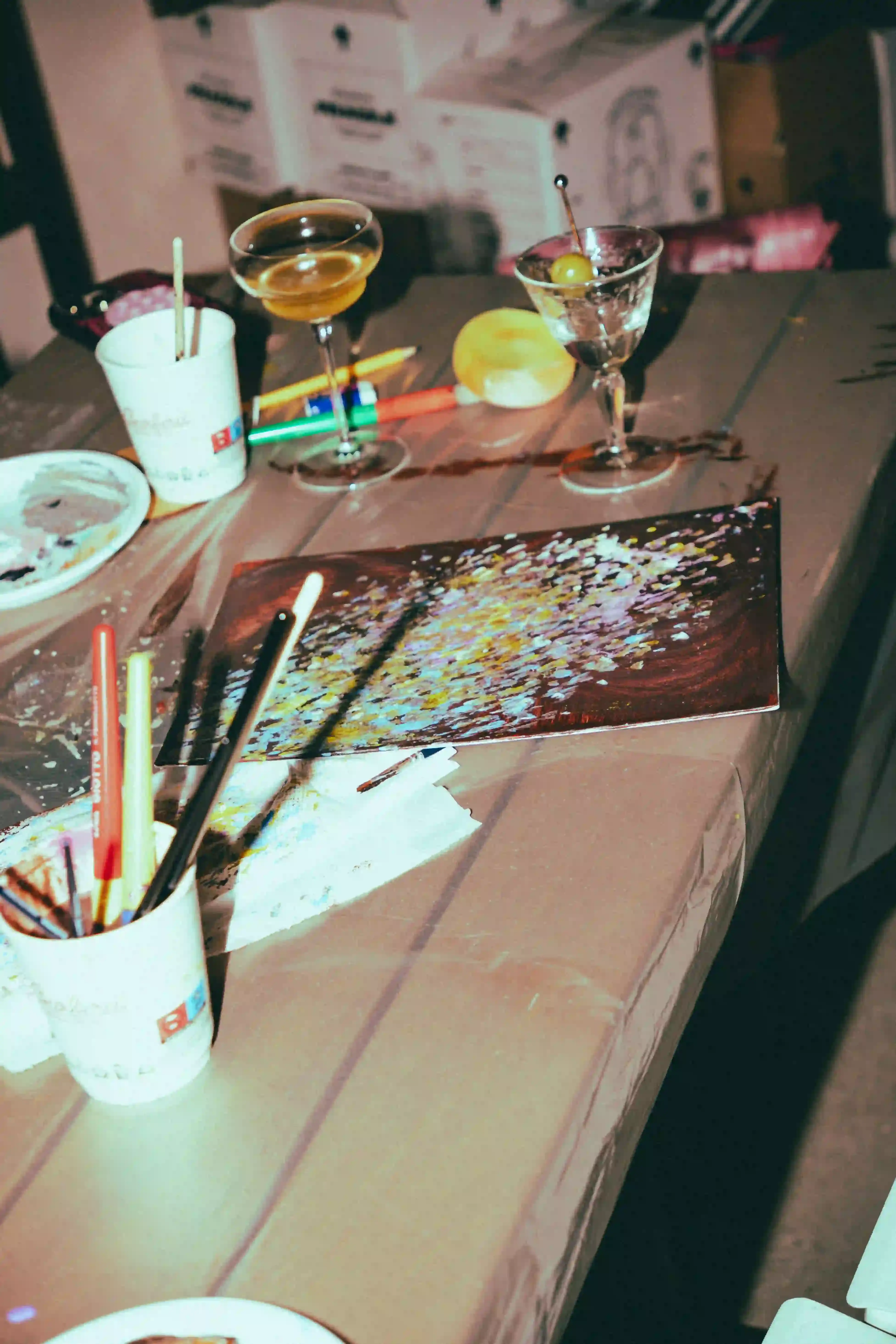 INSIDE CASAWI CANVAS, A NIGHT WITH OUR MILAN COMMUNITY Casawi Canvas hosted an informal painting workshop in Milan that brought the local community together for creative connection without pressure or expectations photo by Alioune Gueyee at Tripstillery Navigli Milano (image 2 of 9)
