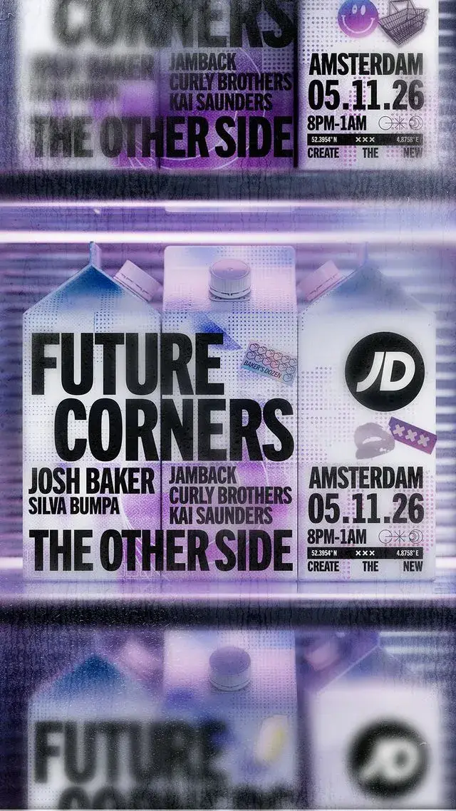Club attendees enter The Other Side in Amsterdam for the Future Corners electronic music showcase presented by JD.