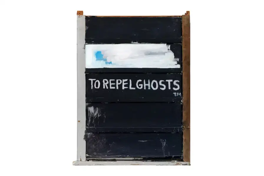 © Estate Of Jean-Michel Basquiat. Licensed by Artestar, New York. Nine-canvas artwork by Basquiat depicting figures and text that blend African Diaspora imagery with Swiss cultural references (image 4 of 5)