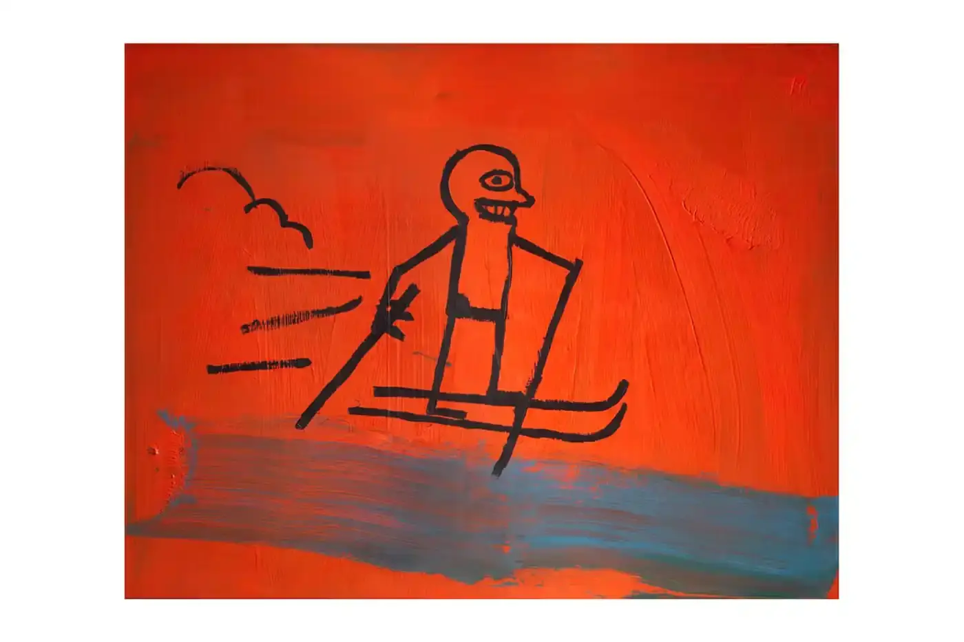 © Estate Of Jean-Michel Basquiat. Licensed by Artestar, New York. Nine-canvas artwork by Basquiat depicting figures and text that blend African Diaspora imagery with Swiss cultural references