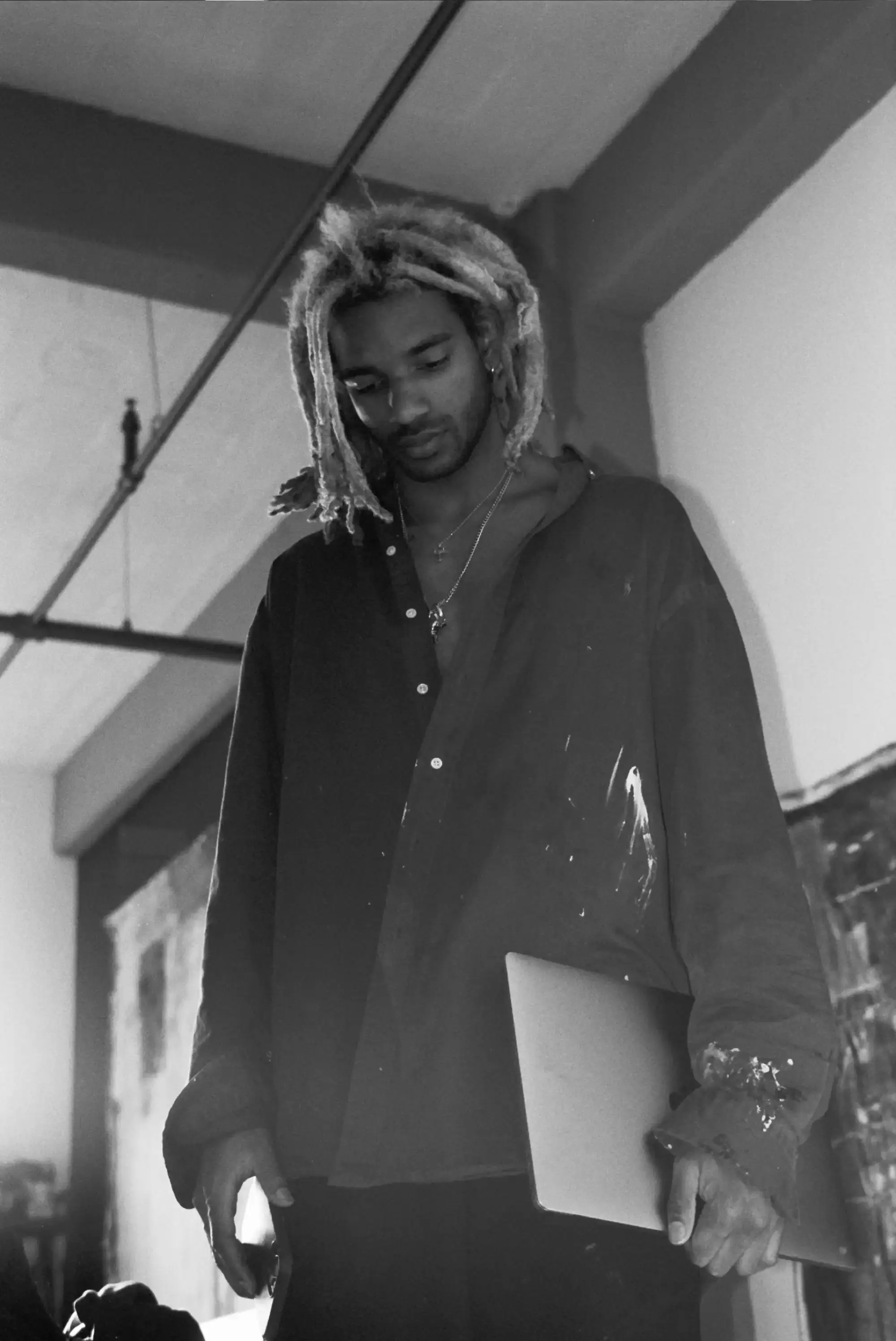 Portrait of artist Jet Le Parti, whose work spans writing, sound, and painting, creating art that reflects urban experience between Brooklyn, Berlin, and London. (image 11 of 11)