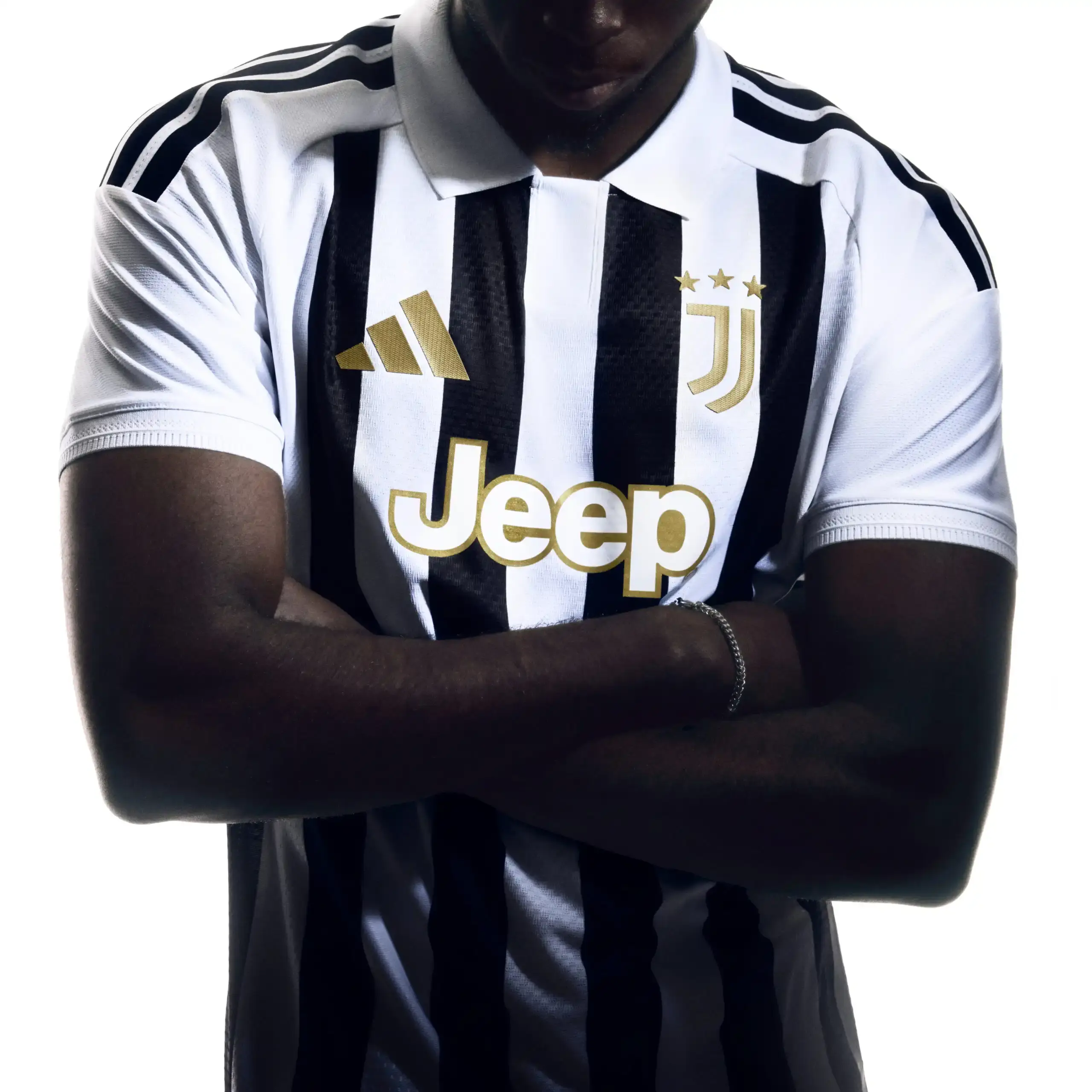 JUVENTUS 2026 2027 ADIDAS HOME KIT DETAILS image describes the new 2026 2027 Juventus home kit by Adidas focusing on the striped design and polo collar.