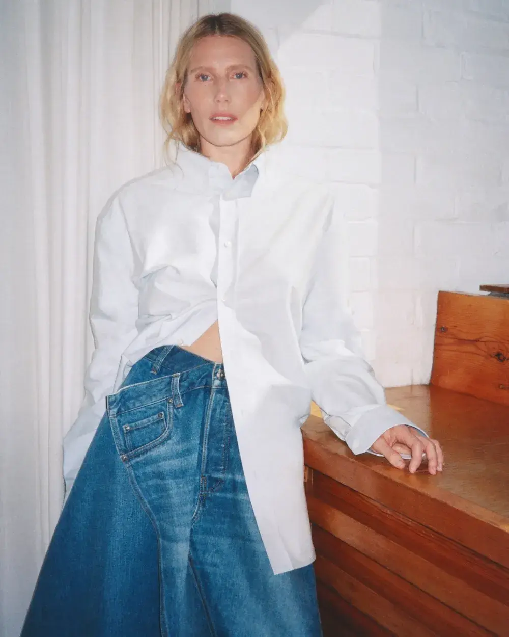 JW ANDERSON TWISTED DENIM CAMPAIGN image the JW Anderson Twisted Denim collection and campaign featuring Dree Hemingway and Nick Delli Santi. (image 6 of 11)