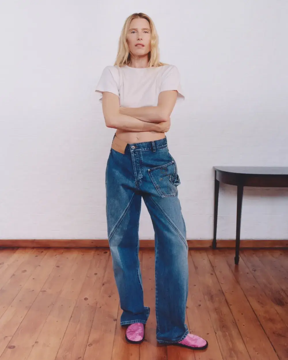 JW ANDERSON TWISTED DENIM CAMPAIGN image the JW Anderson Twisted Denim collection and campaign featuring Dree Hemingway and Nick Delli Santi. (image 3 of 11)