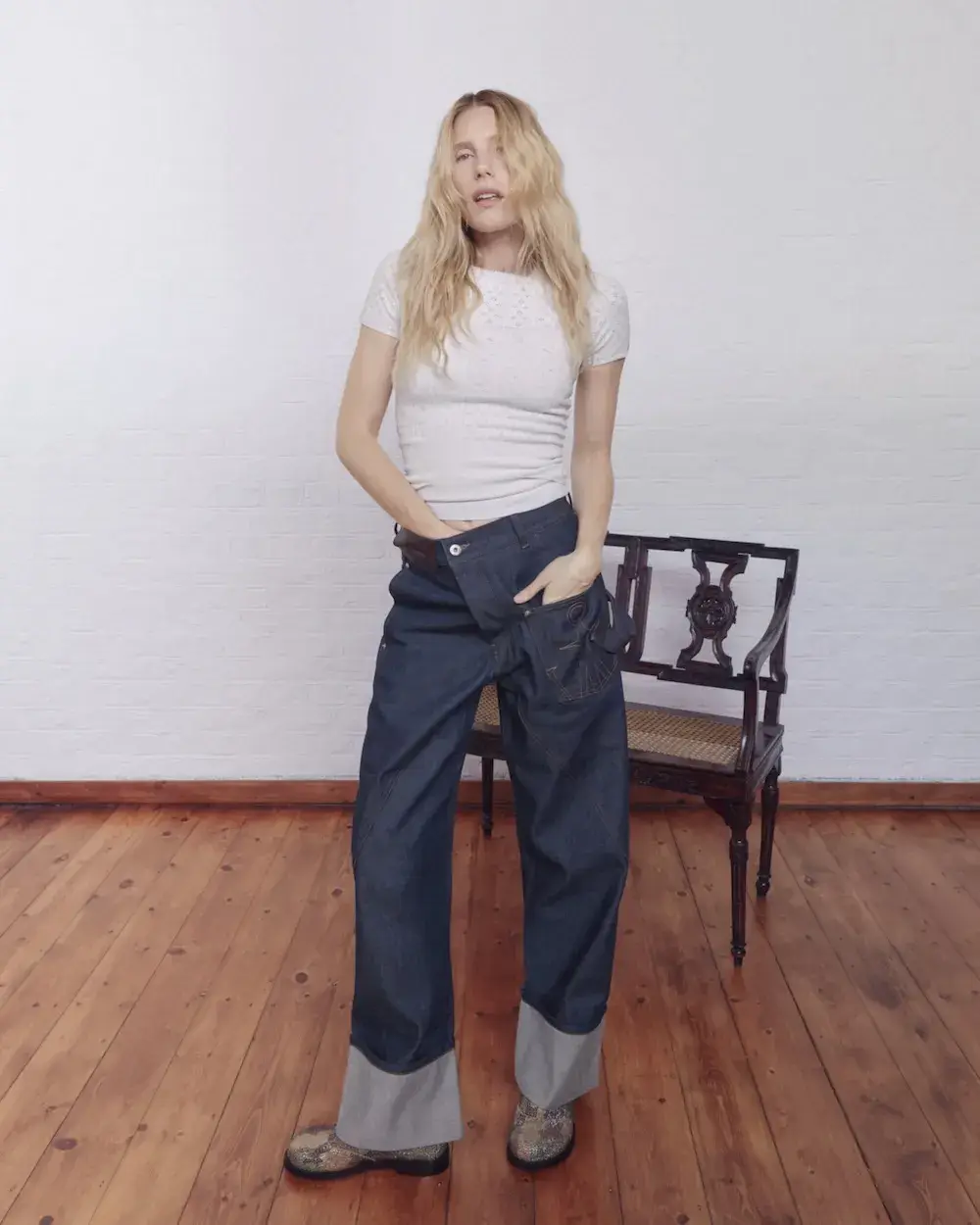 JW ANDERSON TWISTED DENIM CAMPAIGN image the JW Anderson Twisted Denim collection and campaign featuring Dree Hemingway and Nick Delli Santi. (image 10 of 11)