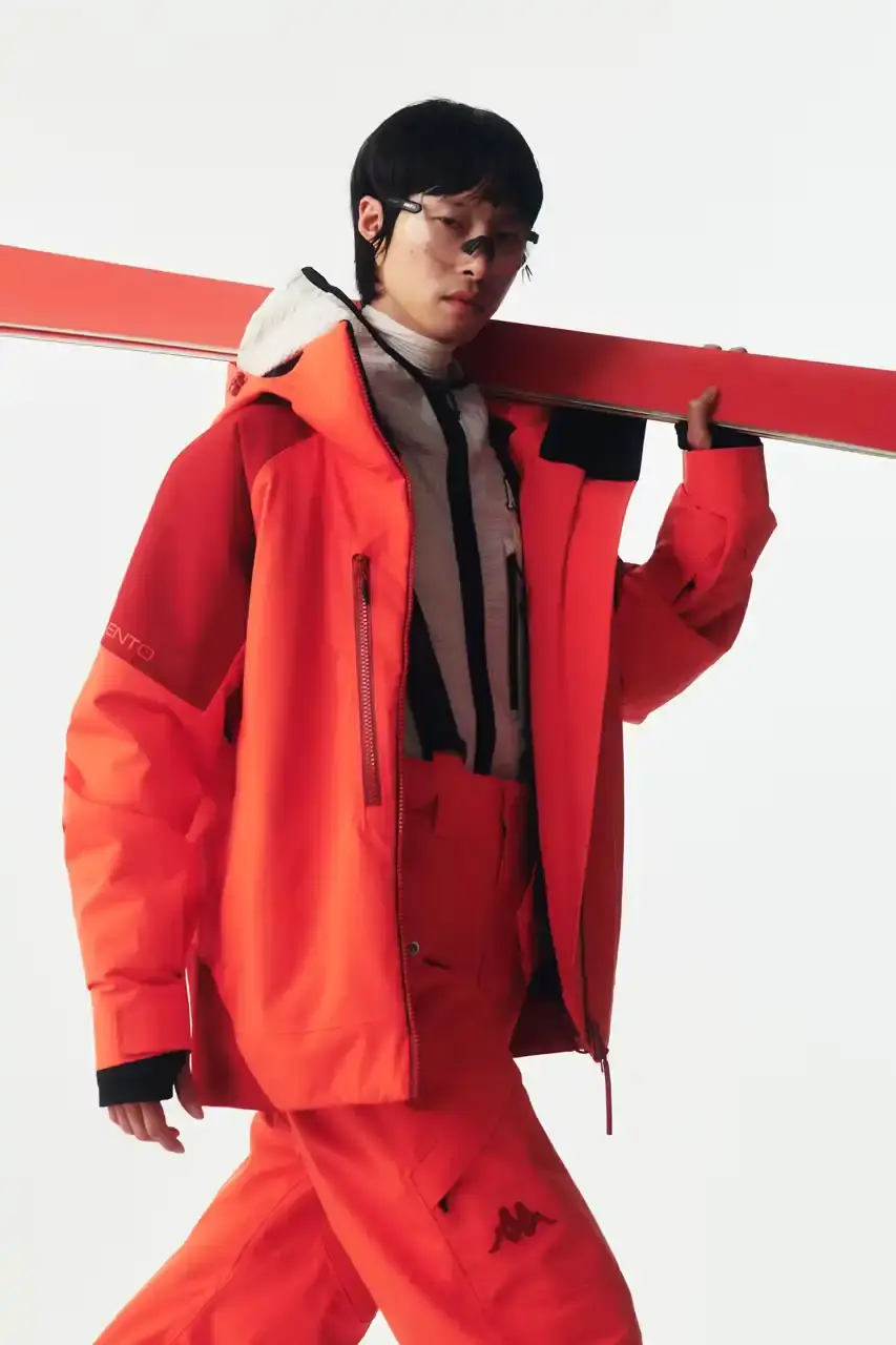 KAPPA LAUNCHES THREE-TIER SKI COLLECTION Italian sportswear brand Kappa introduces Fall/Winter 2025 ski collection organized into three performance tiers with signature 222Banda stripe detailing. (image 6 of 16)