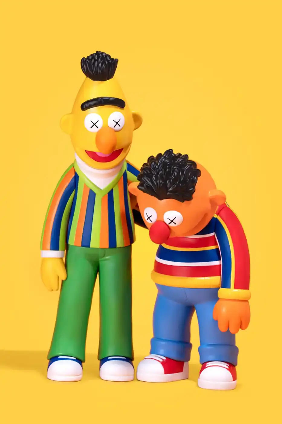 KAWS AND ALLRIGHTSRESERVED LAUNCH SESAME STREET FIGURES image about new KAWS and AllRightsReserved collaboration featuring Sesame Street character vinyl figures with distinctive X-eyes aesthetic, available for pre-order October 16. (image 2 of 14)
