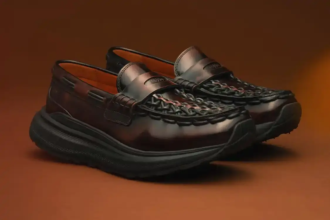 KEEN UNEEK LOAFER WK RETURNS IN CORDOVAN image about KEEN footwear releasing a new burgundy-brown version of their hybrid loafer-sandal design with premium leather and performance features.