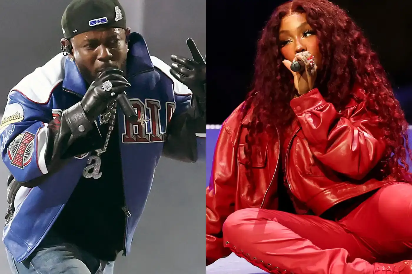 Text-based announcement featuring black text on white background reading 'Kendrick Lamar & SZA Bring the Grand National Tour to Europe and the UK This Summer' with tour details below