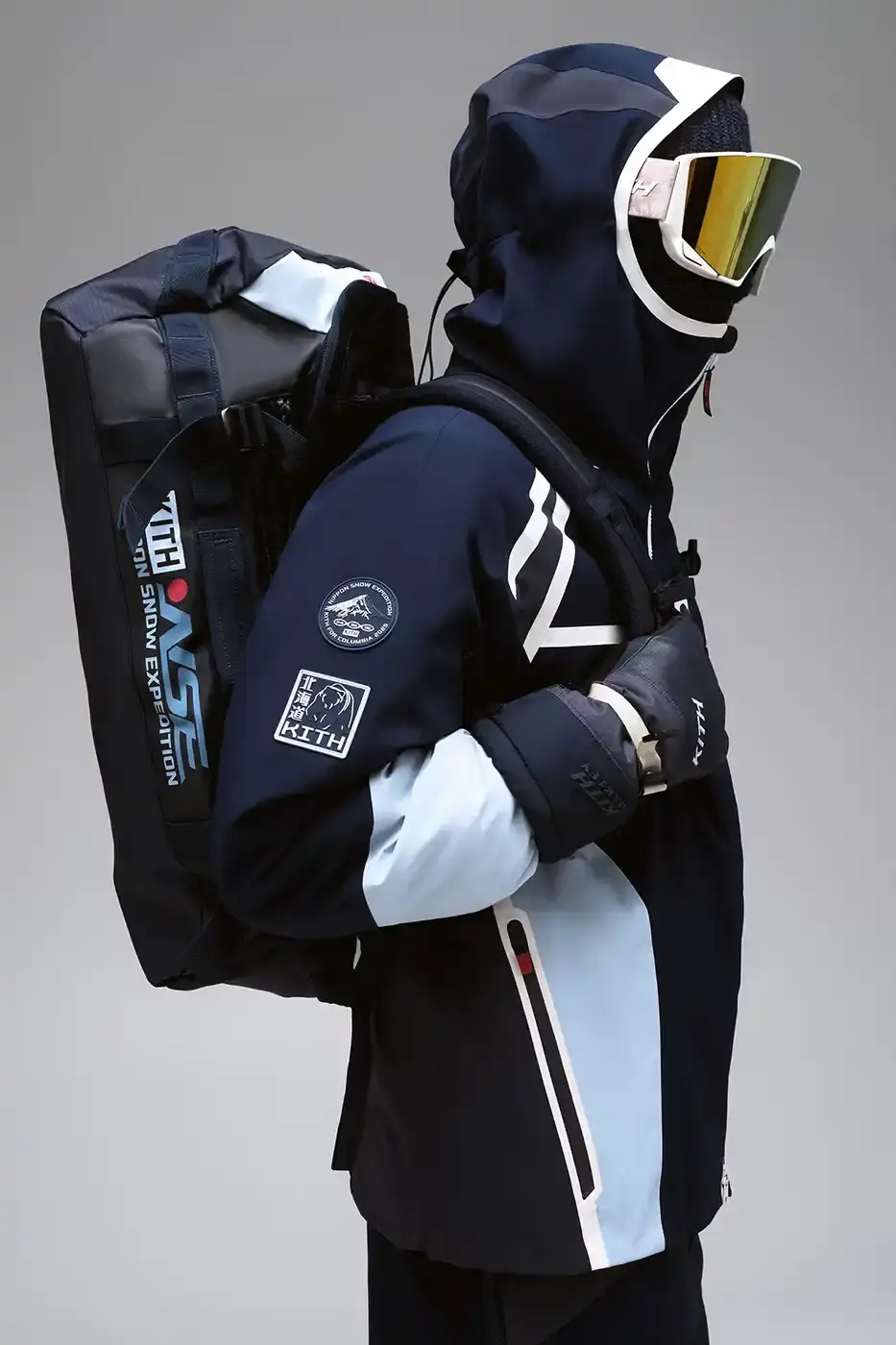 KITH AND COLUMBIA LAUNCH ALPINE COLLECTION Kith for Columbia NSE collection featuring technical ski jackets, snowboards, and alpine equipment inspired by Japanese mountain landscapes. (image 3 of 18)