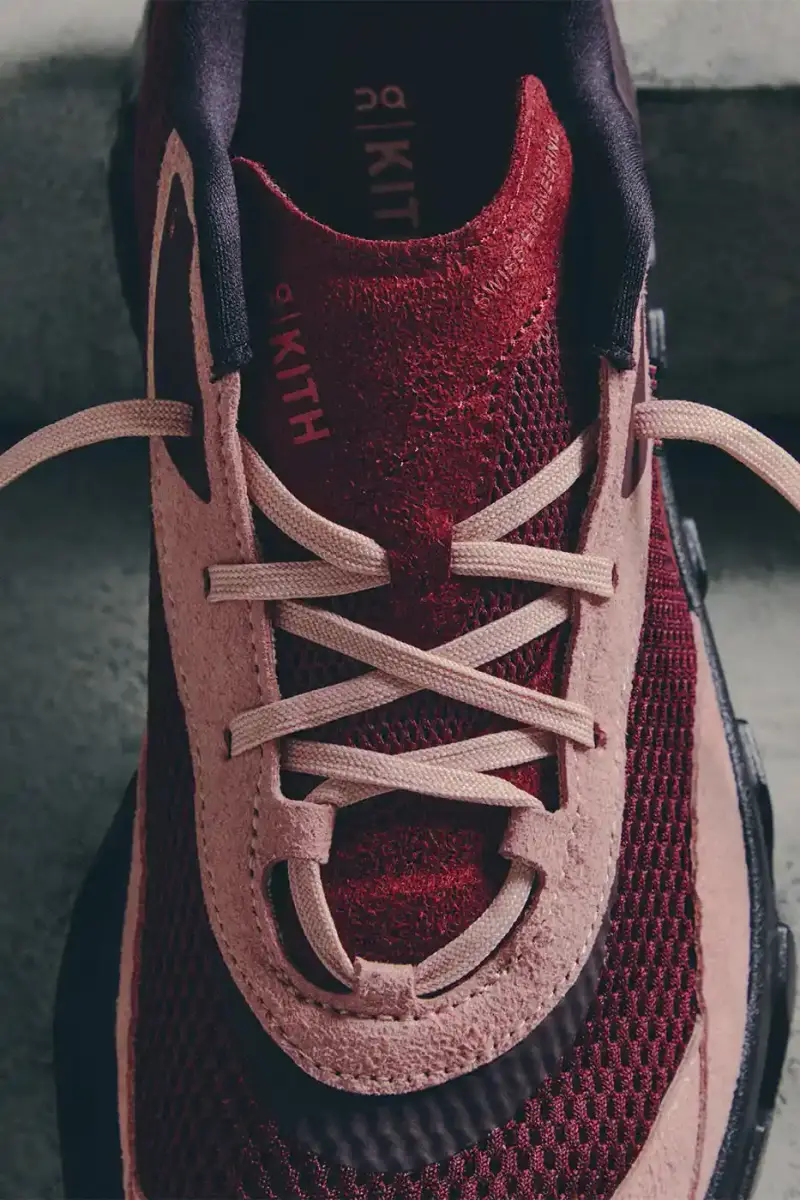 KITH AND ON RELEASE THE K-TECH 3 SNEAKER LINE image of the Kith and On K-Tech 3 sneakers displaying textured mesh and suede construction. (image 12 of 15)